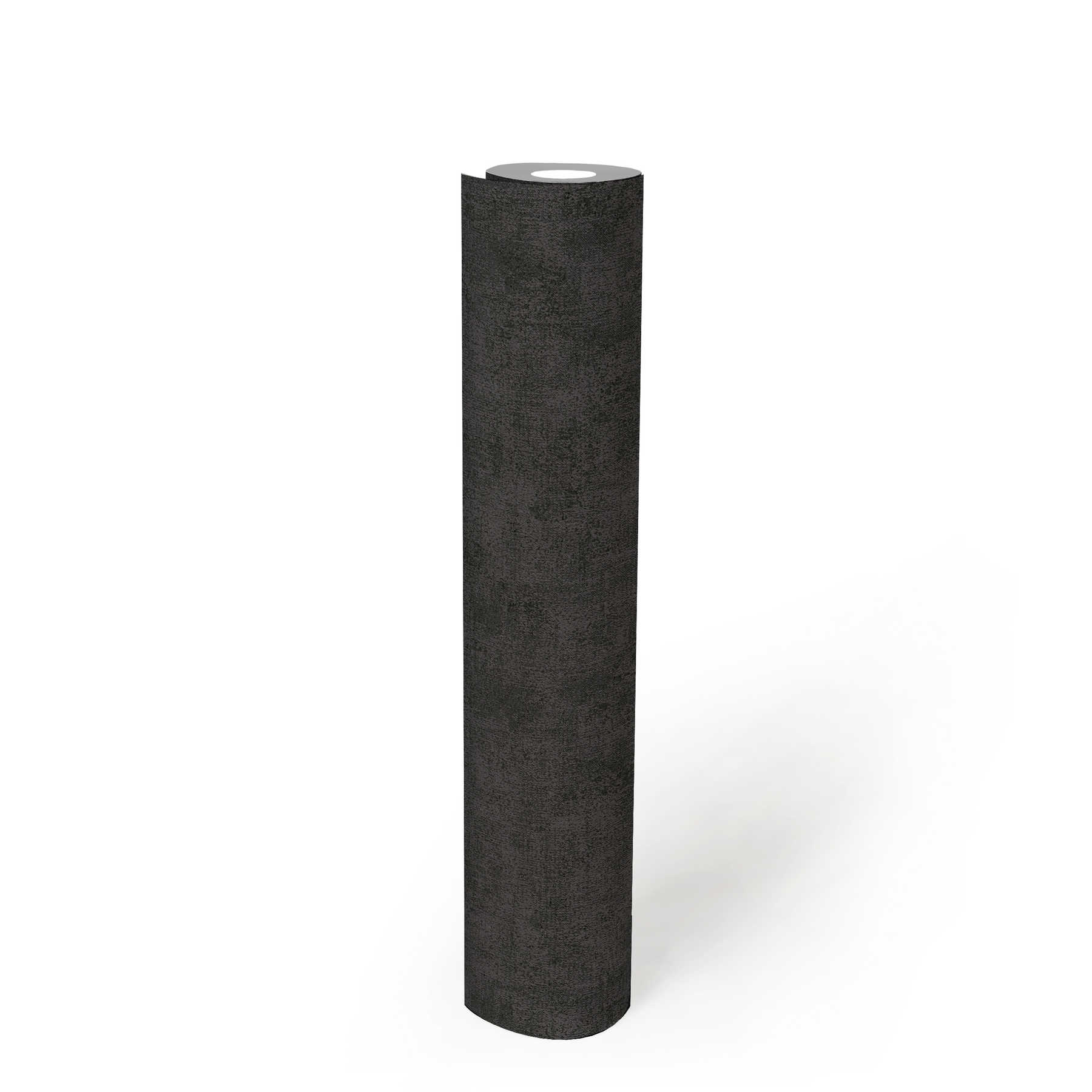             Papel pintado liso con aspecto de estructura moteada - negro
        