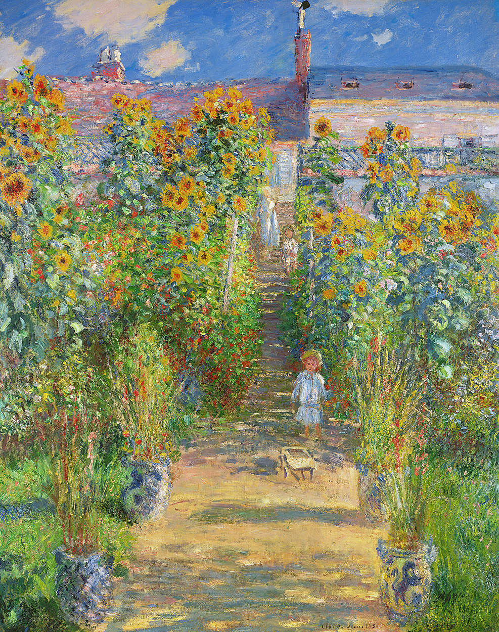             Muurschildering "De tuin van de kunstenaar in Vetheuil" van Claude Monet
        
