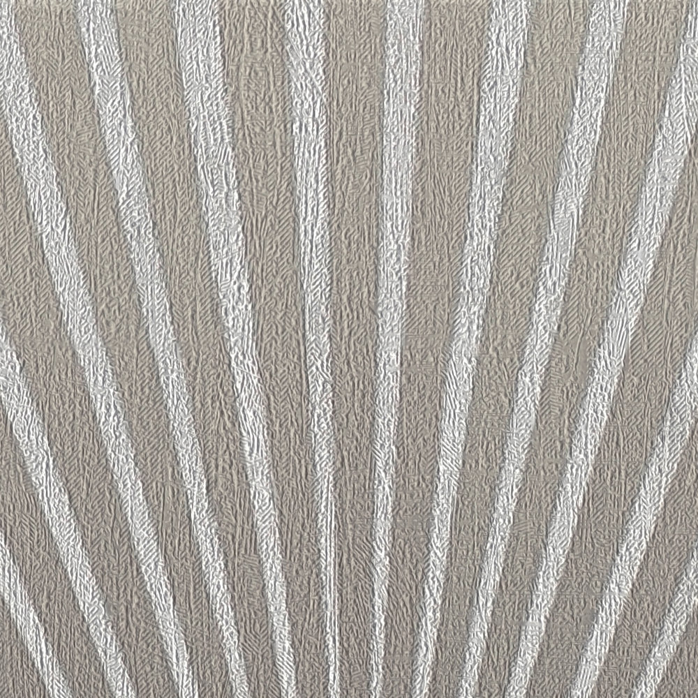             Papel pintado Art Deco con patrón de líneas y entero metálico - Marrón, Gris
        