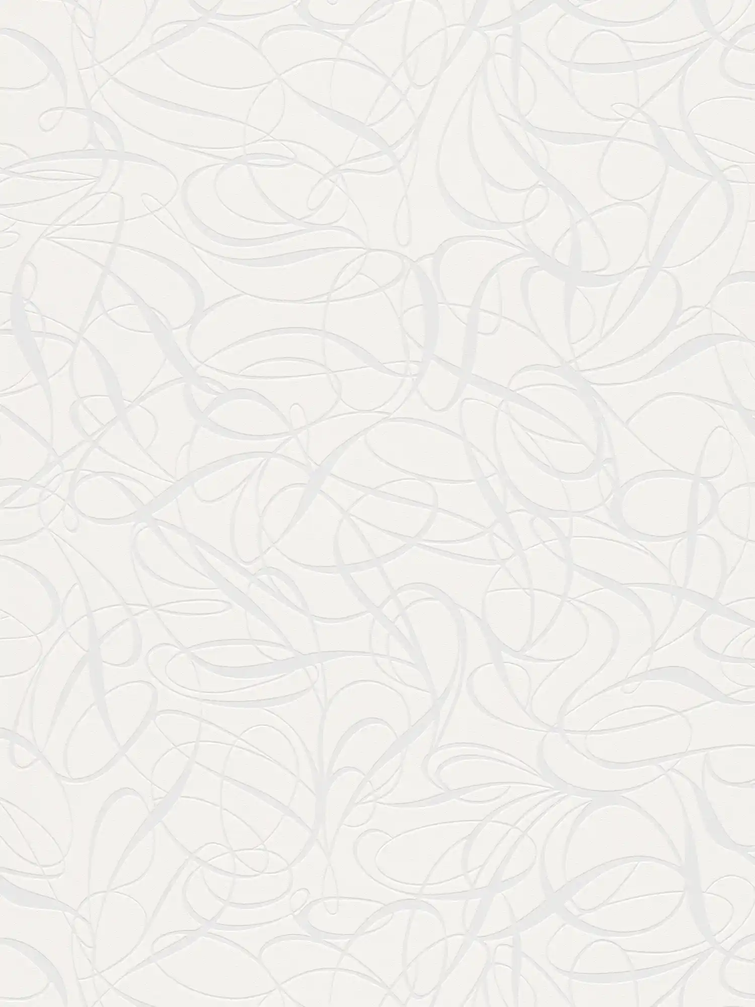 Non-woven wallpaper line pattern and glossy effect - white, silver
