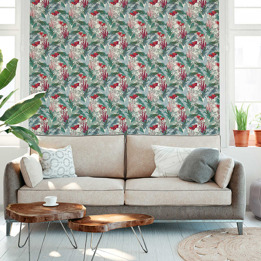 Photo wallpaper pattern with flowers and blossoms - Premium smooth fleece
