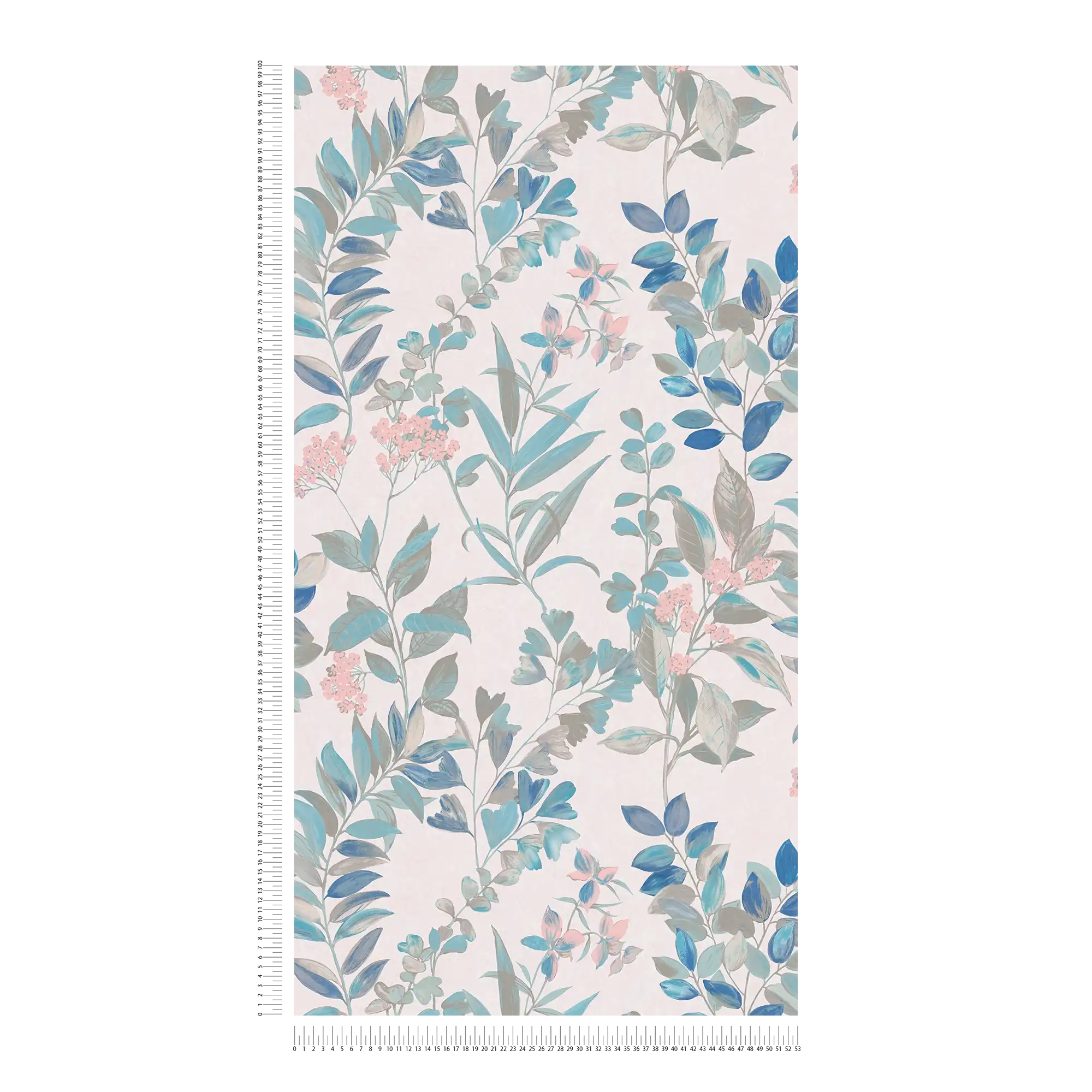             Floral wallpaper with floral pattern - multicoloured, white, turquoise
        