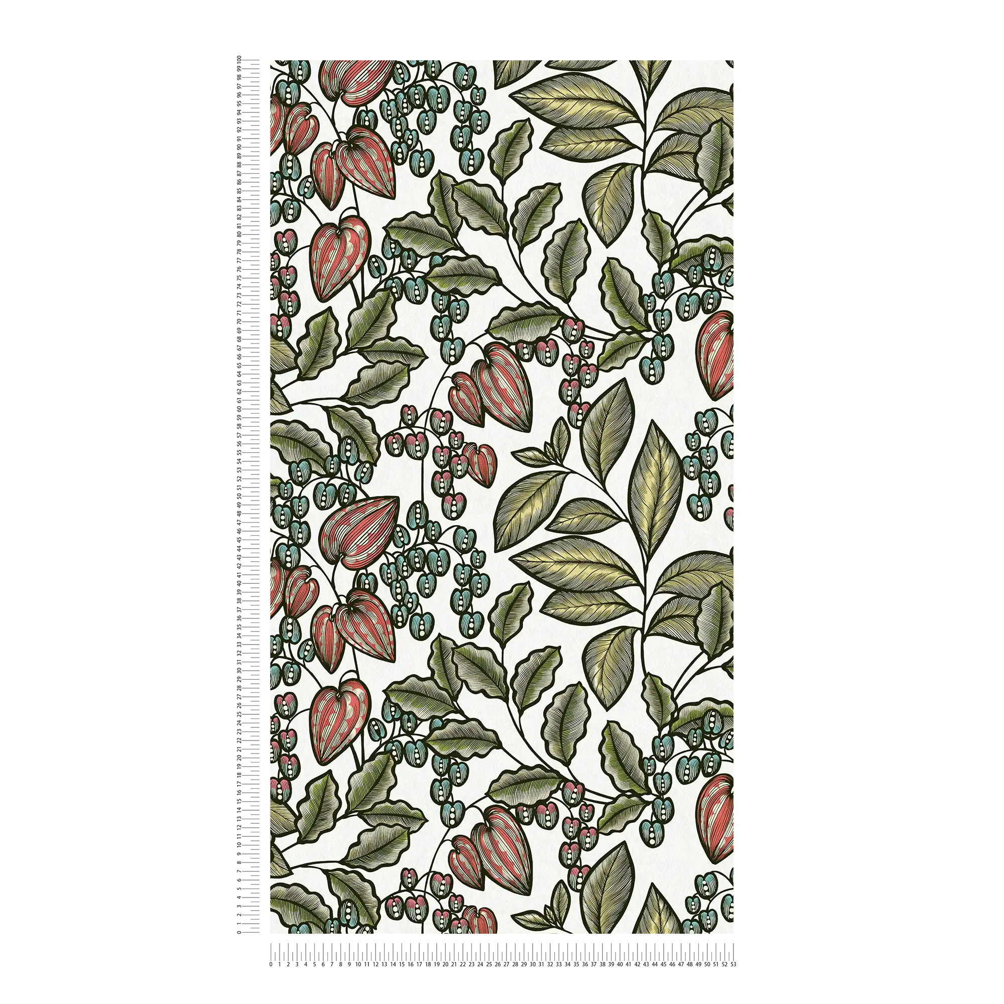             Papier peint floral Nature Design Scandinavian Print - multicolore, vert, blanc
        