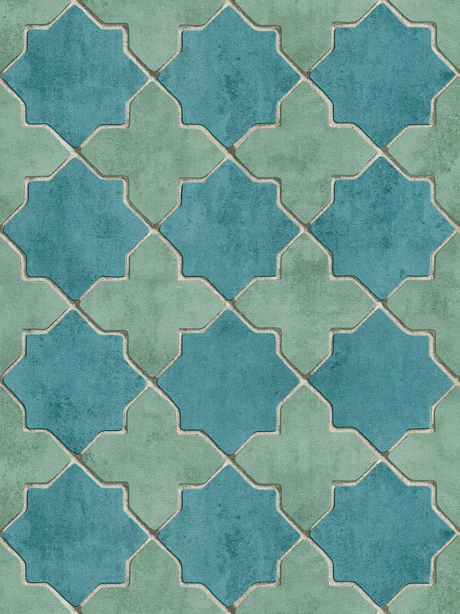 Tile wallpaper mosaic look - blue, green, beige
