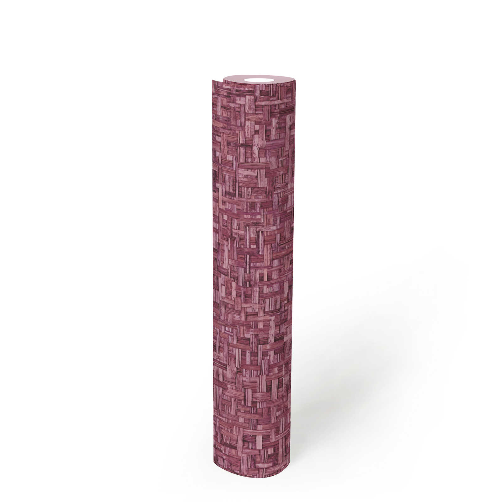             Papier peint intissé lilas avec motif tressé & dessin structuré - rose, rouge
        