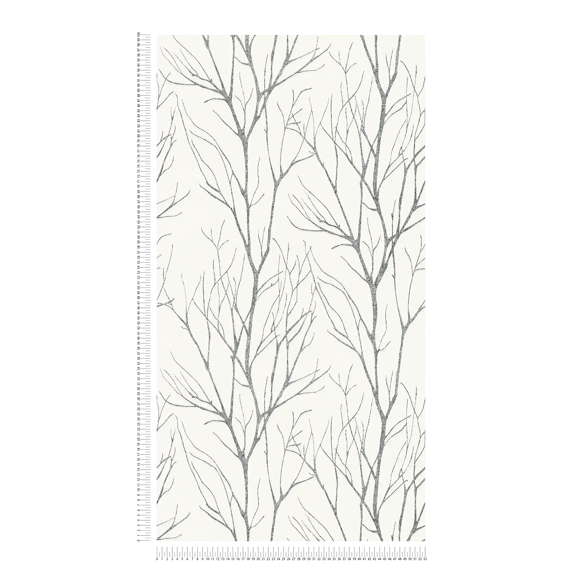             Papel pintado no tejido con motivo de árbol y efecto metálico - gris, negro, blanco
        