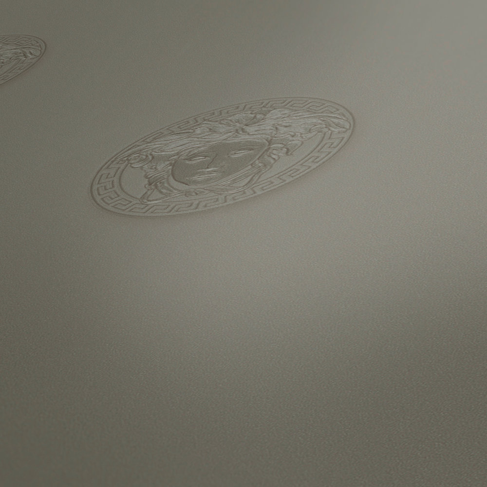             Papel pintado VERSACE Medusa en relieve - Gris
        