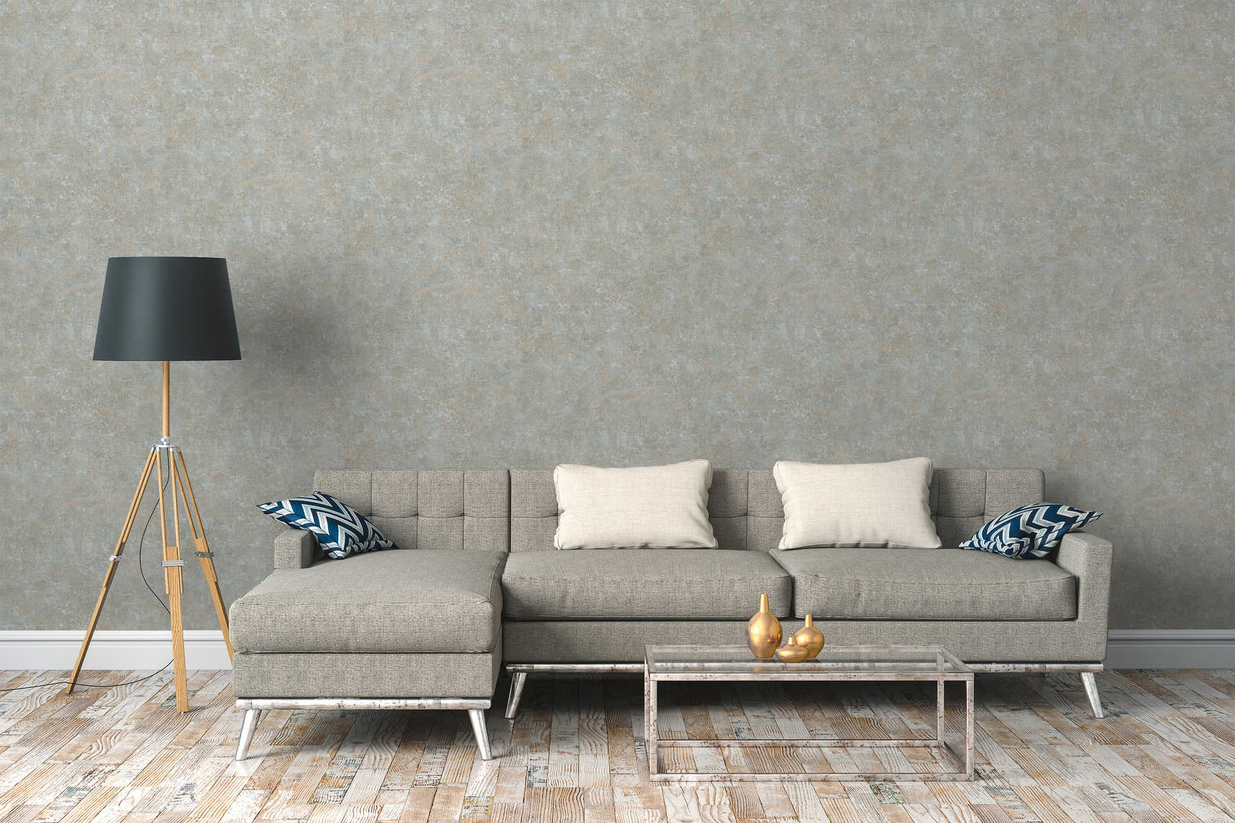             Wallpaper subtle colour pattern in used look - blue, grey
        