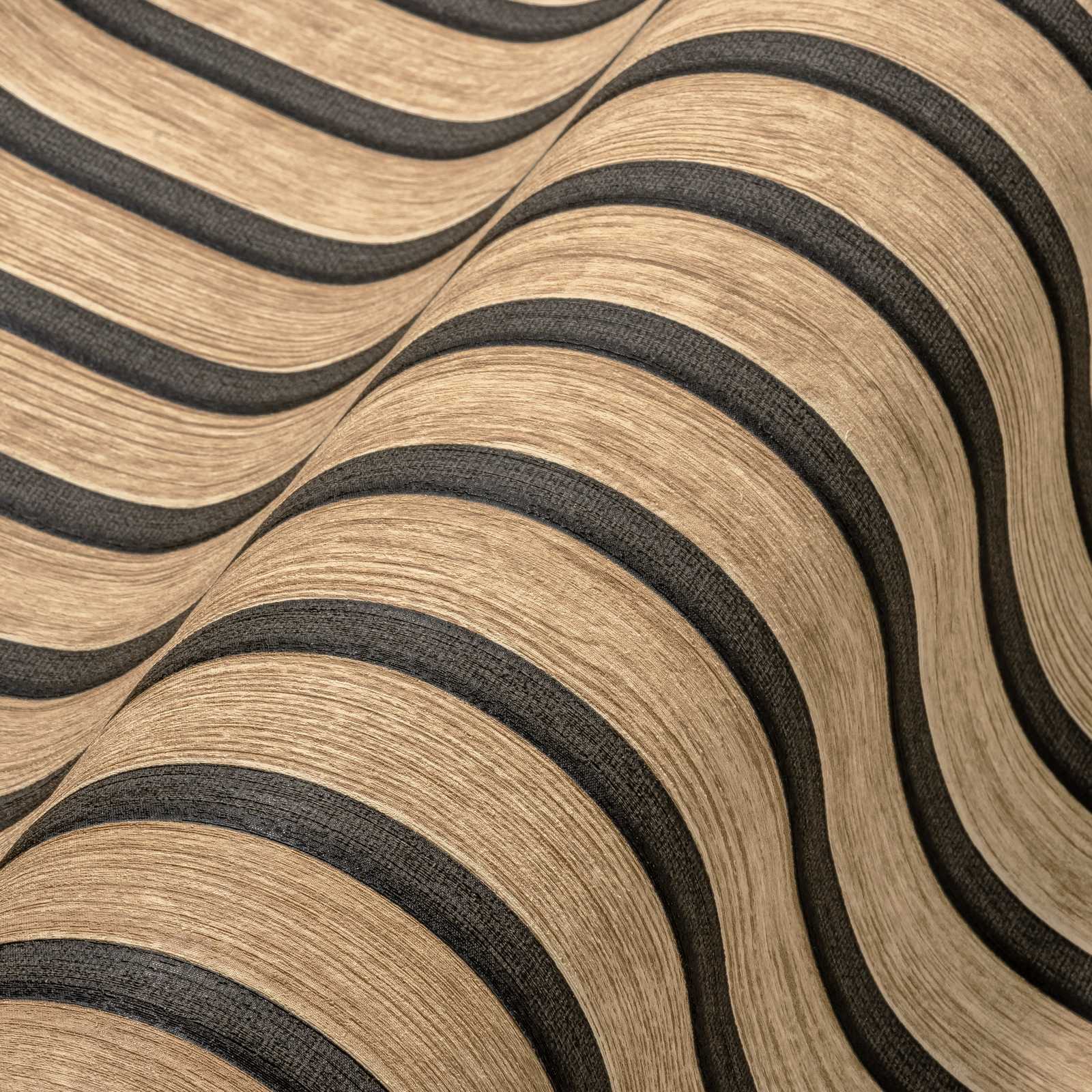             papel pintado con aspecto de madera con patrón de paneles - beige, marrón
        