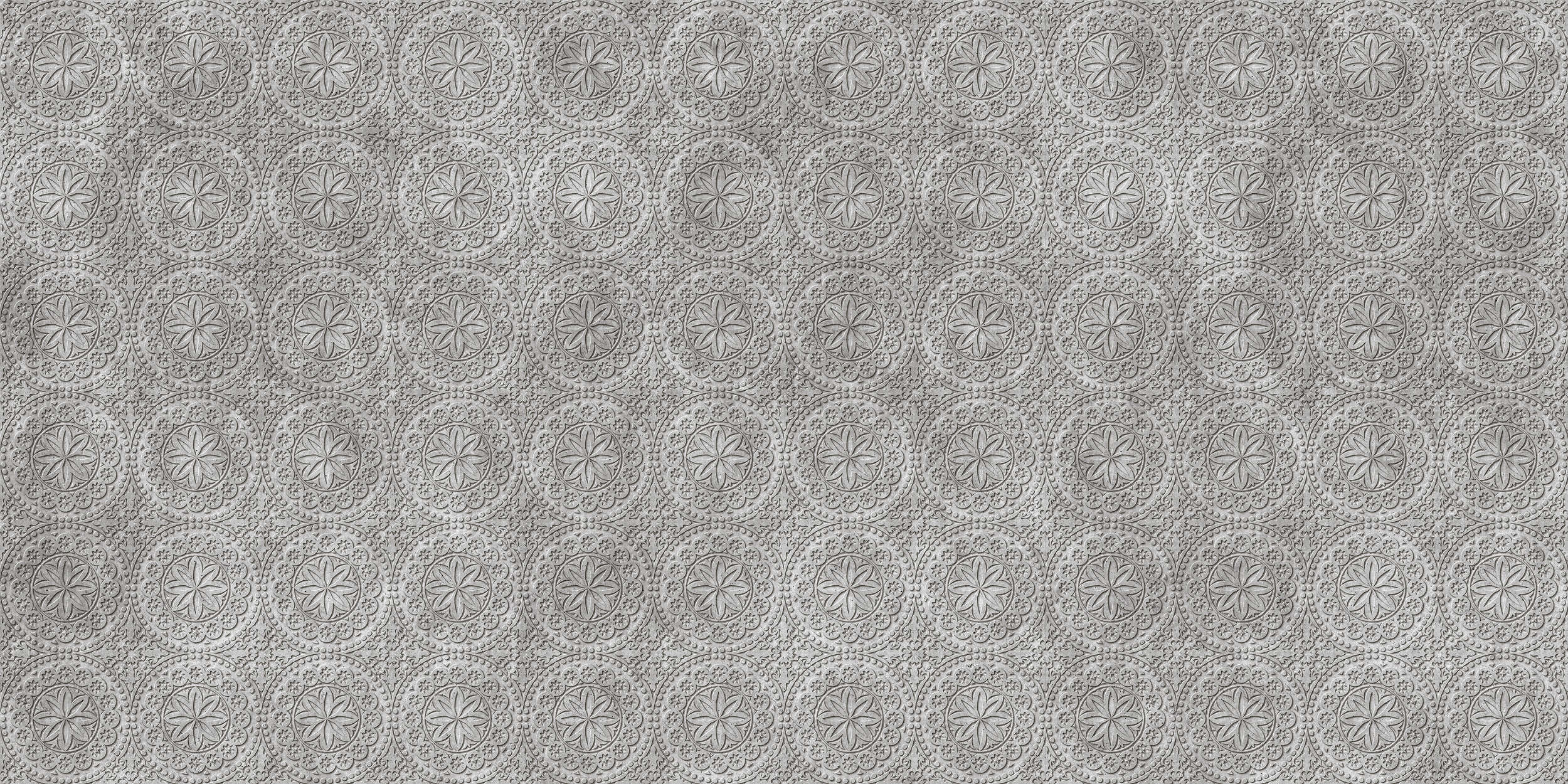             Piastrella 2 - Stampa digitale di fiori di cemento 3D - Grigio, Nero | Pile liscio perlato
        