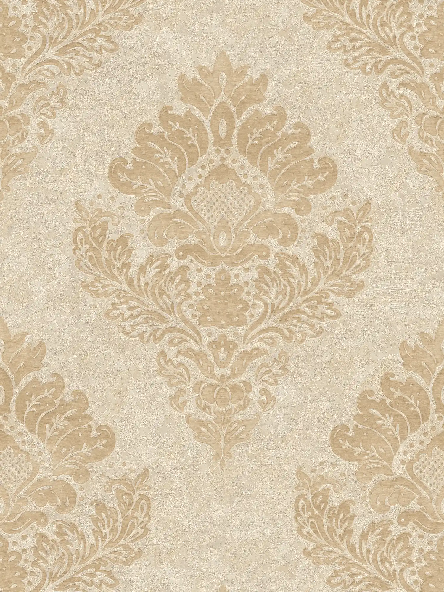         Wallpaper with floral ornaments & metallic effect - beige, brown
    
