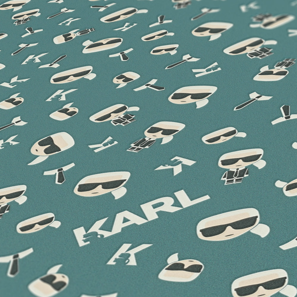             Karl LAGERFELD behang Icoon Karl Character - groen
        