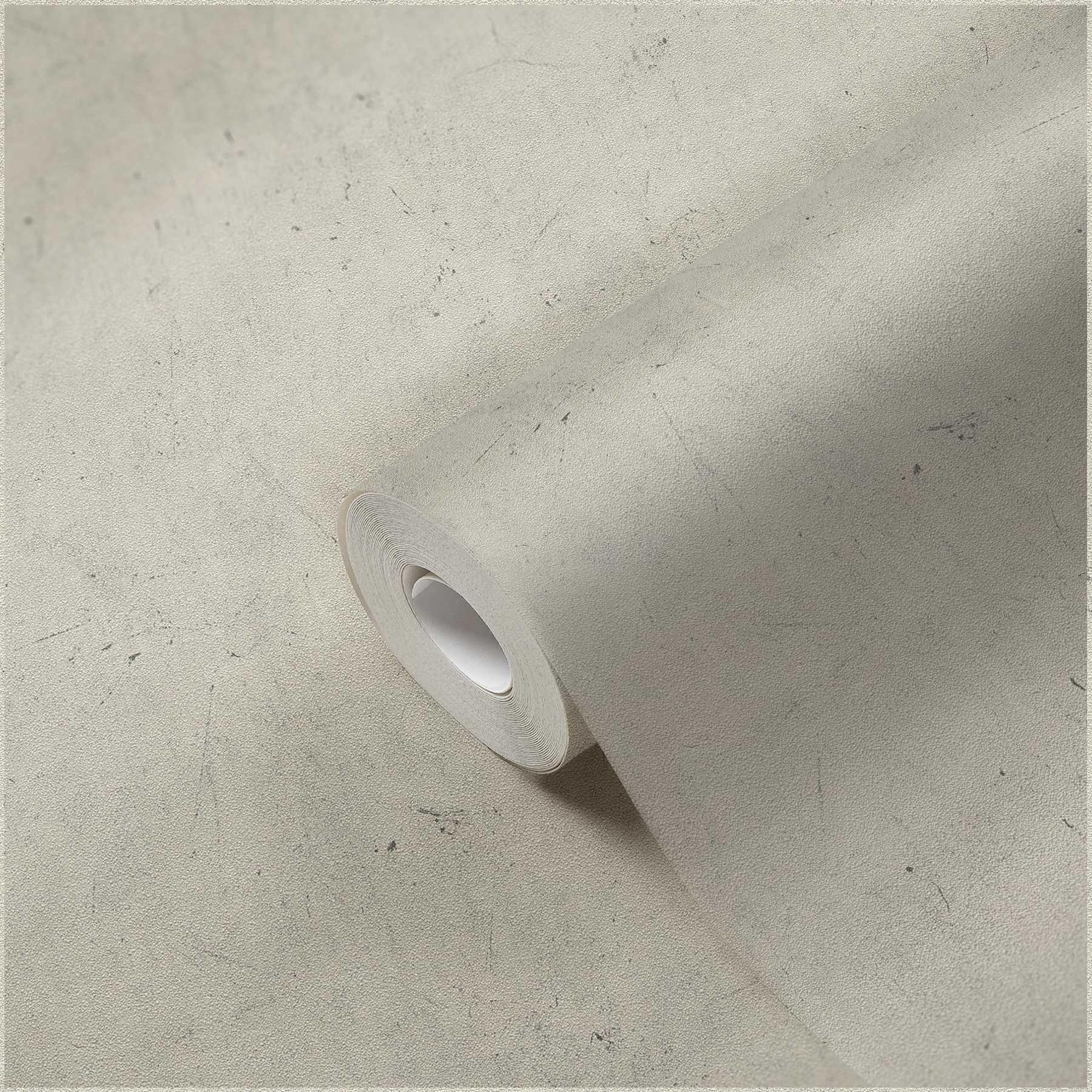             Non-woven wallpaper with disc plaster look & colour hatching - beige
        