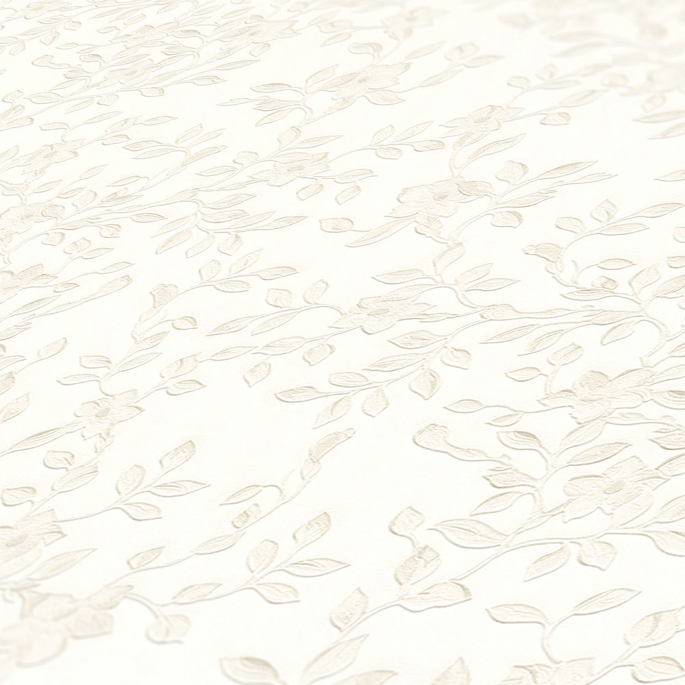             Papel pintado VERSACE floral con brillo metálico - crema
        