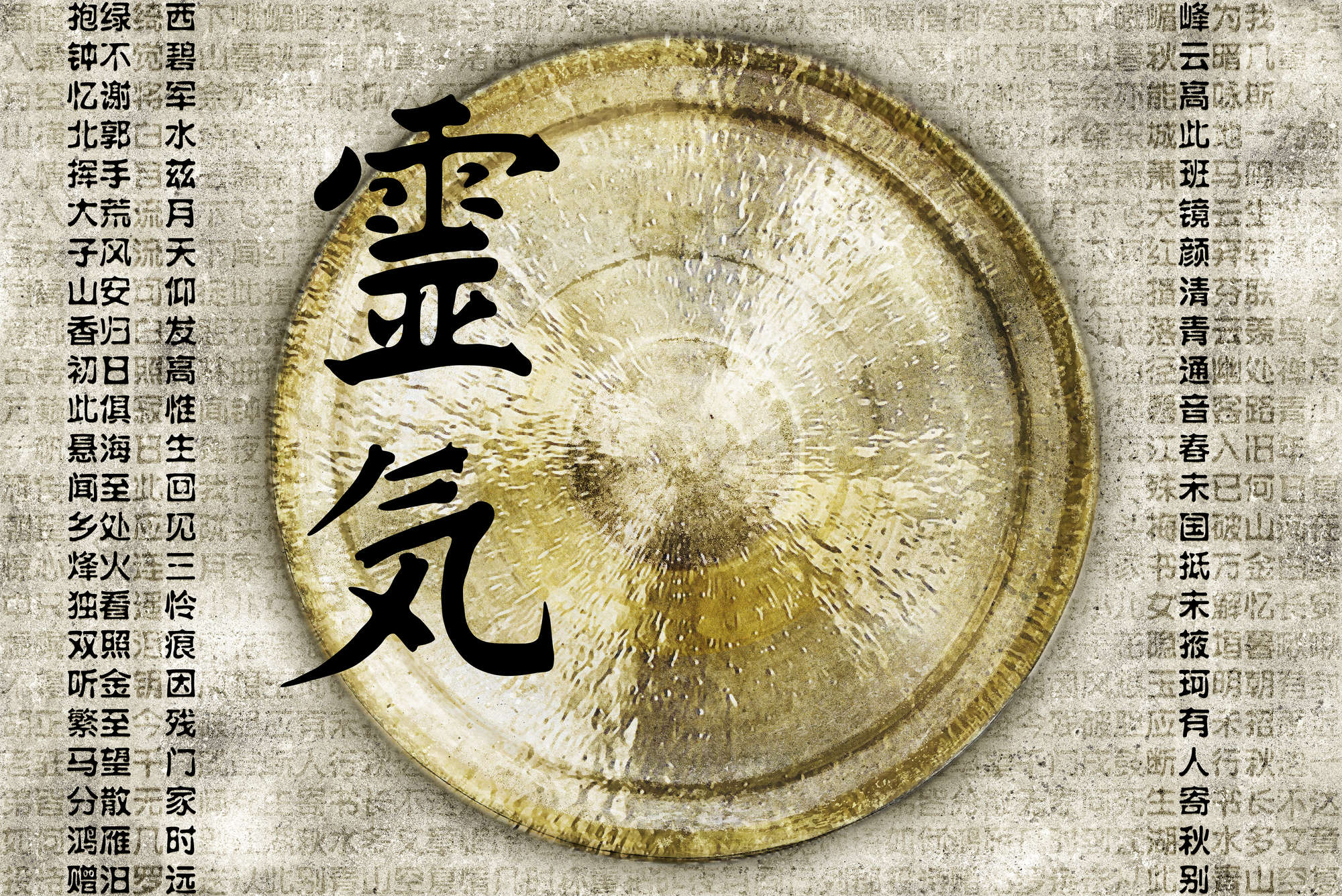             Aziatisch gongbehang - parelmoer glad vlies
        