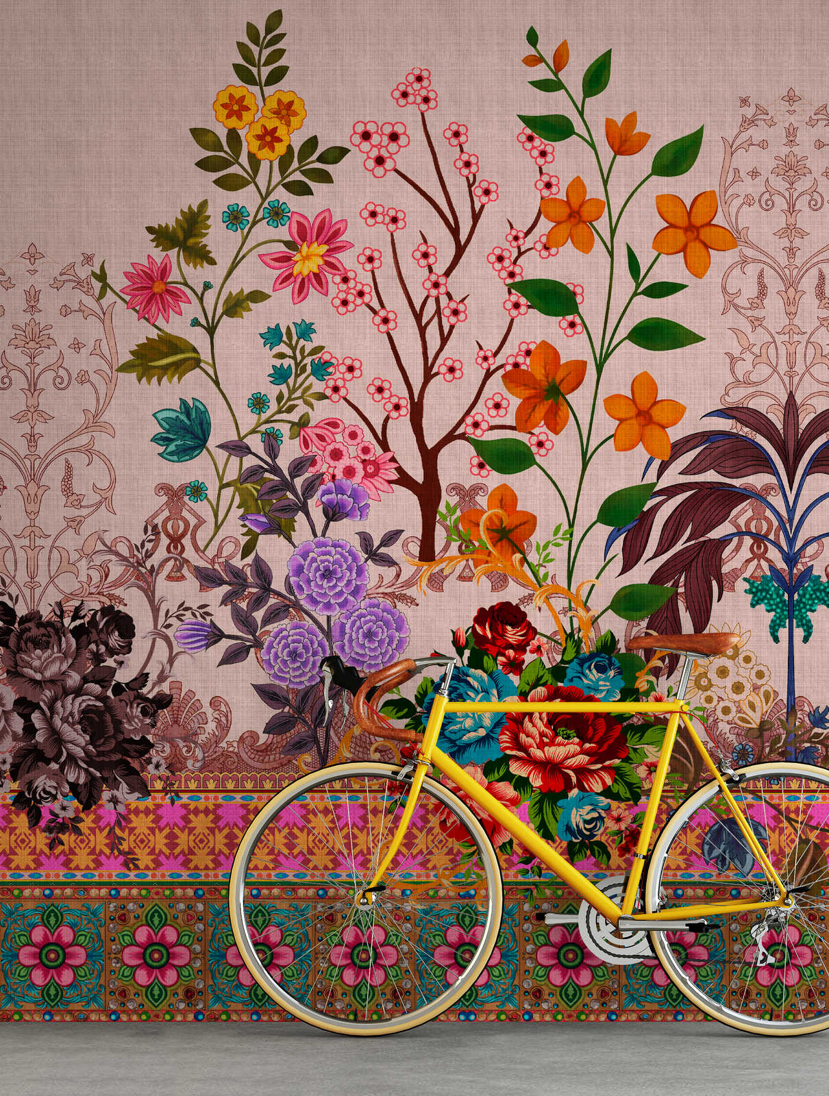             Oriental Garden 4 - Papier peint fleuri Motifs de fleurs et de bordures
        