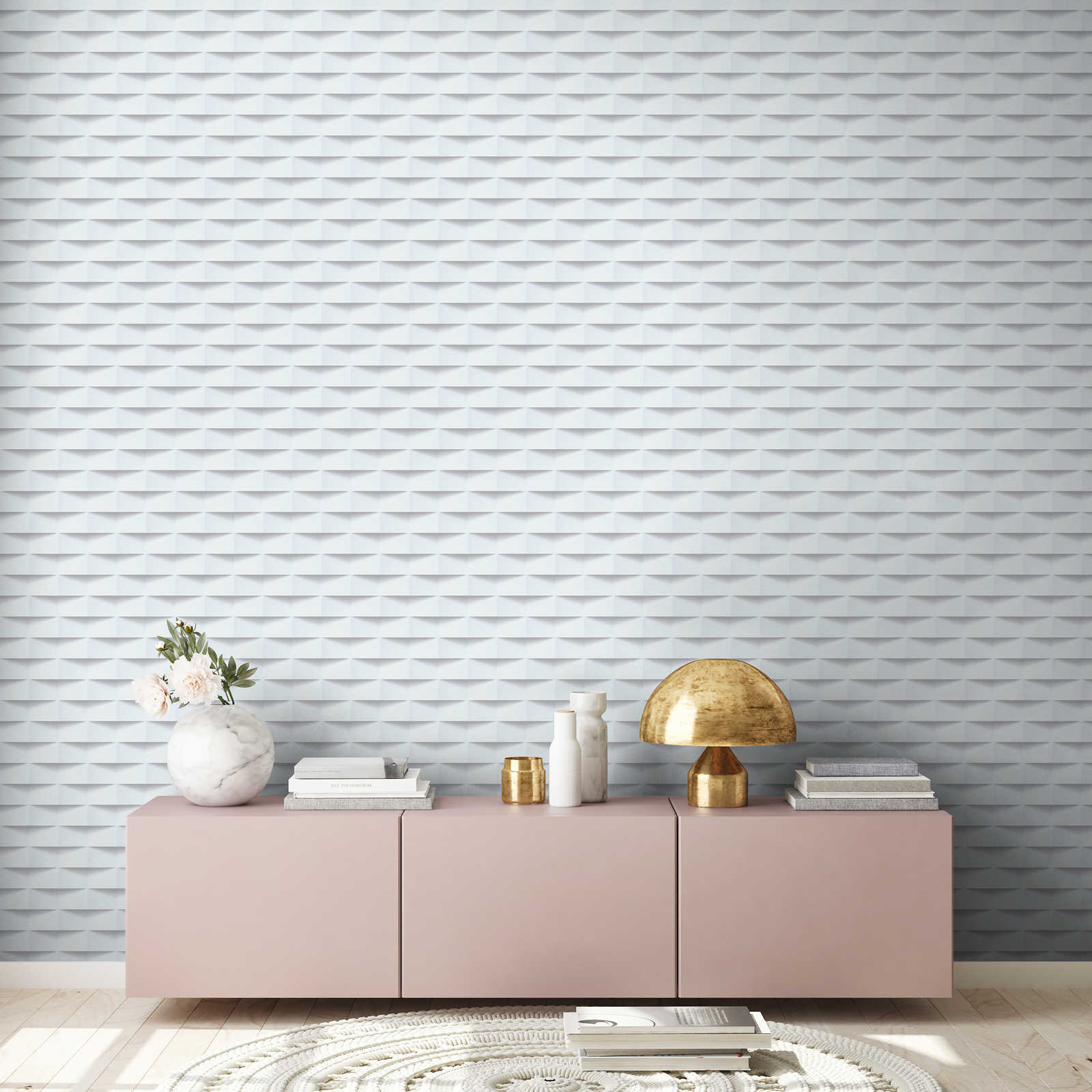             Self-adhesive wallpaper 3D look with graphic pattern - white
        
