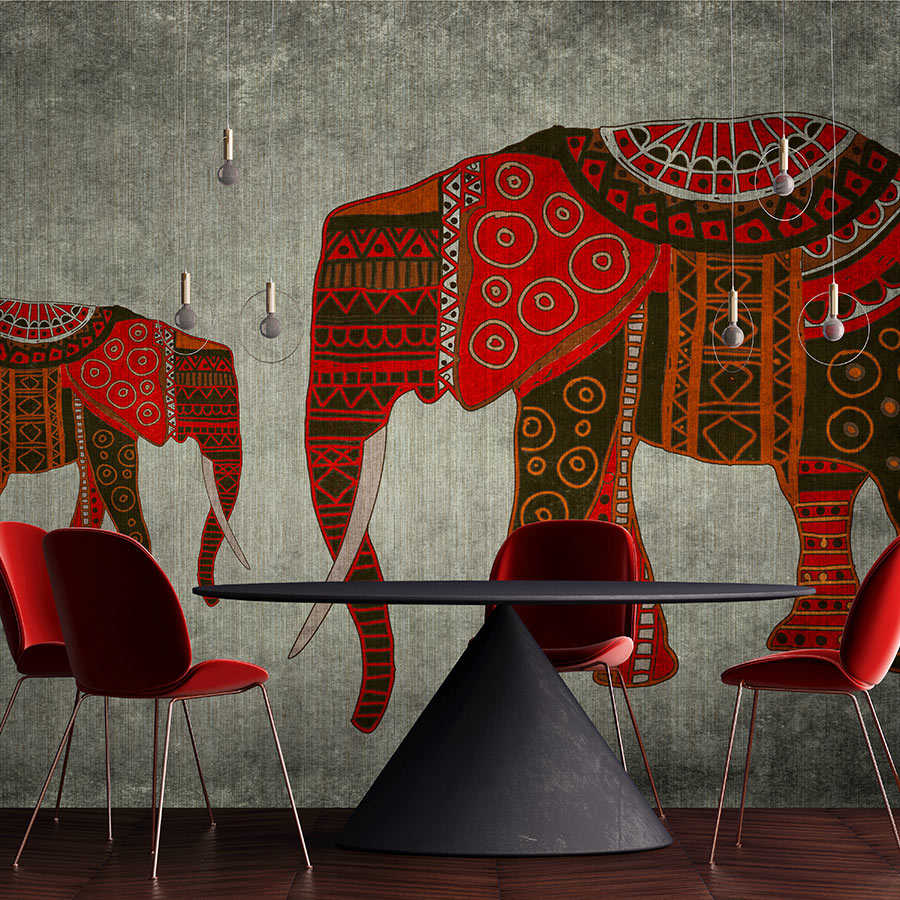         Nairobi 4 - Elephant mural with ethnic patterns & texture effect
    