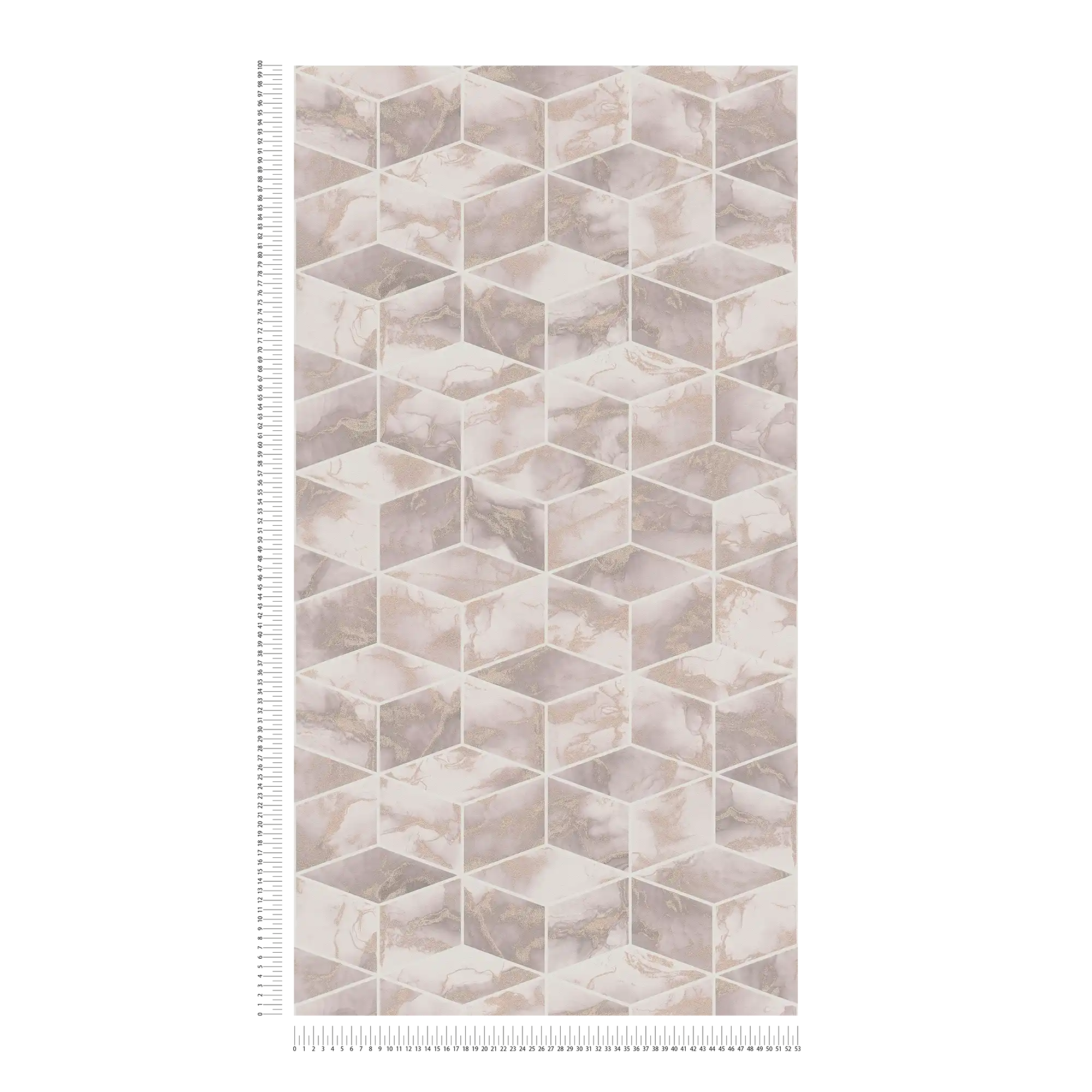             Tile wallpaper with marble & metallic effect - metallic, pink, white
        