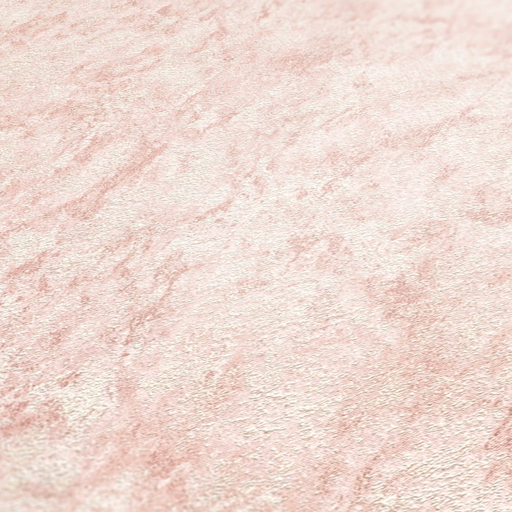             Papier peint uni avec effet texturé & dessin chiné - rose, crème
        