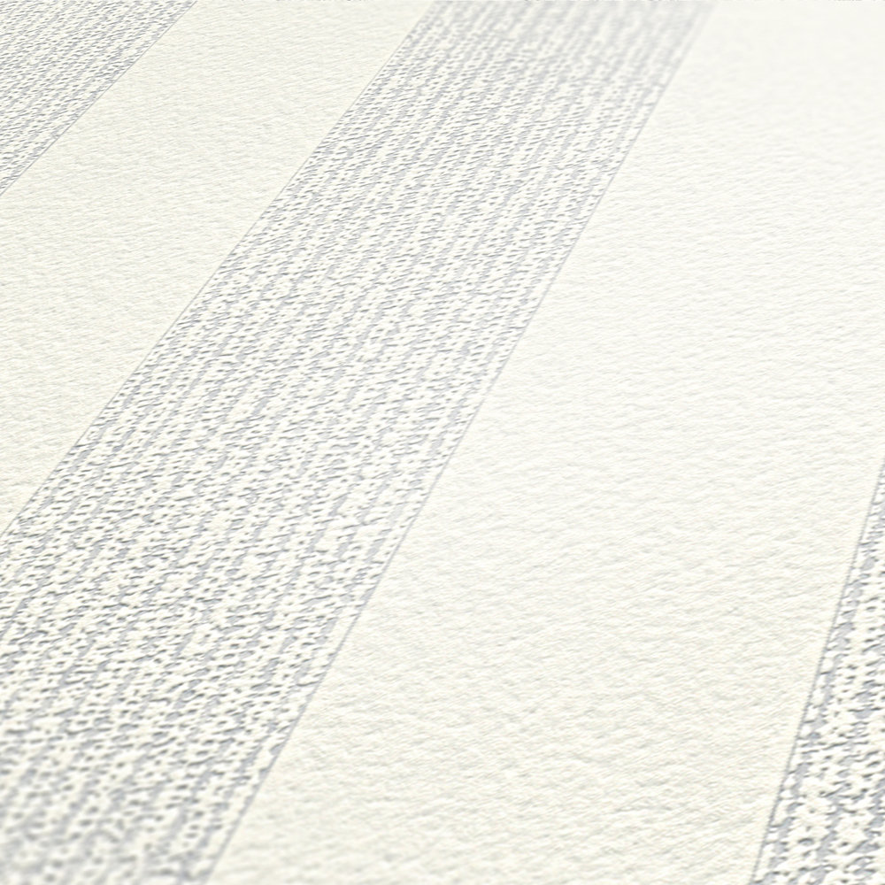             Carta da parati strutturata con motivo a strisce, texture - verniciabile, bianco
        