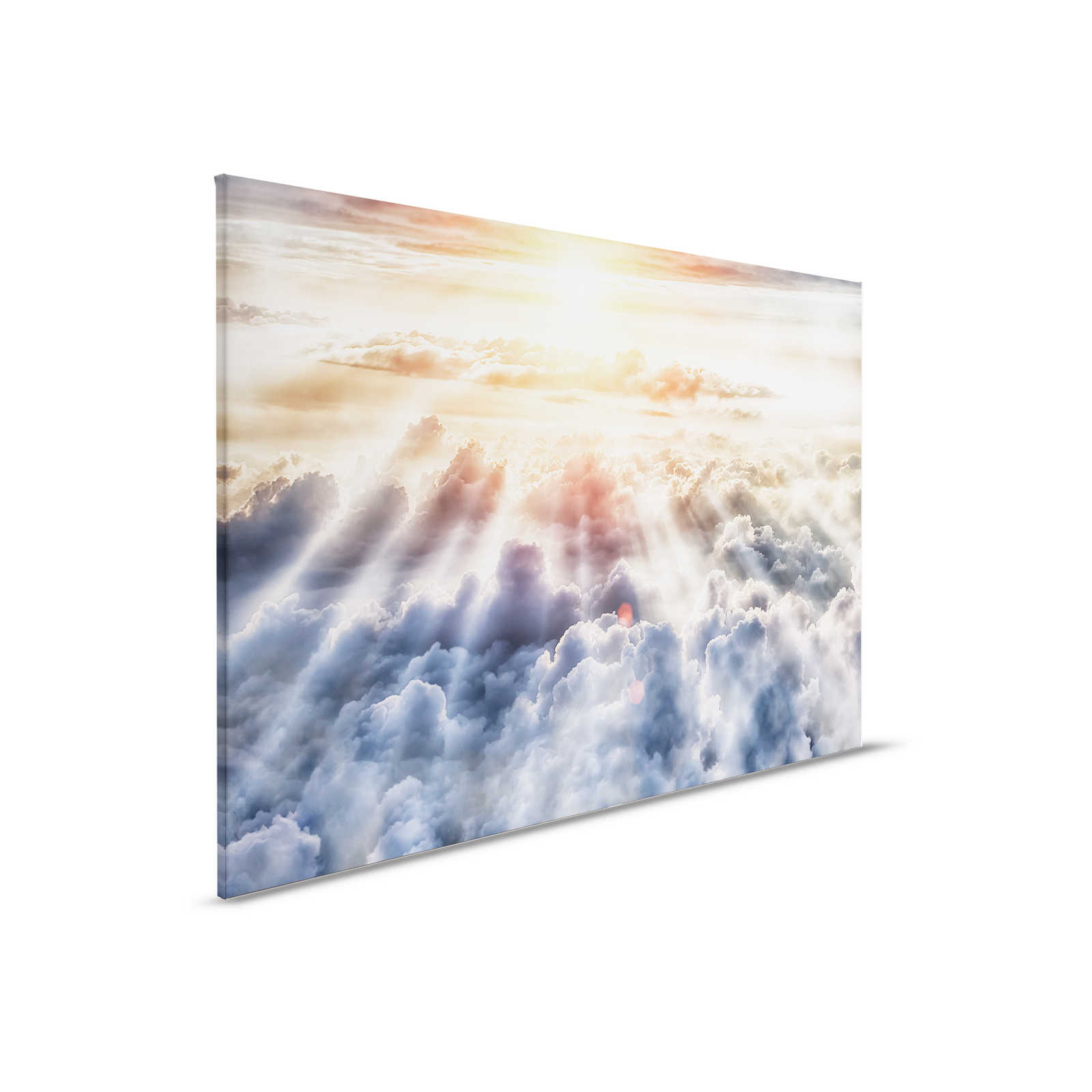         Canvas painting Sky with sunshine and clouds | orange, grey, blue - 0,90 m x 0,60 m
    