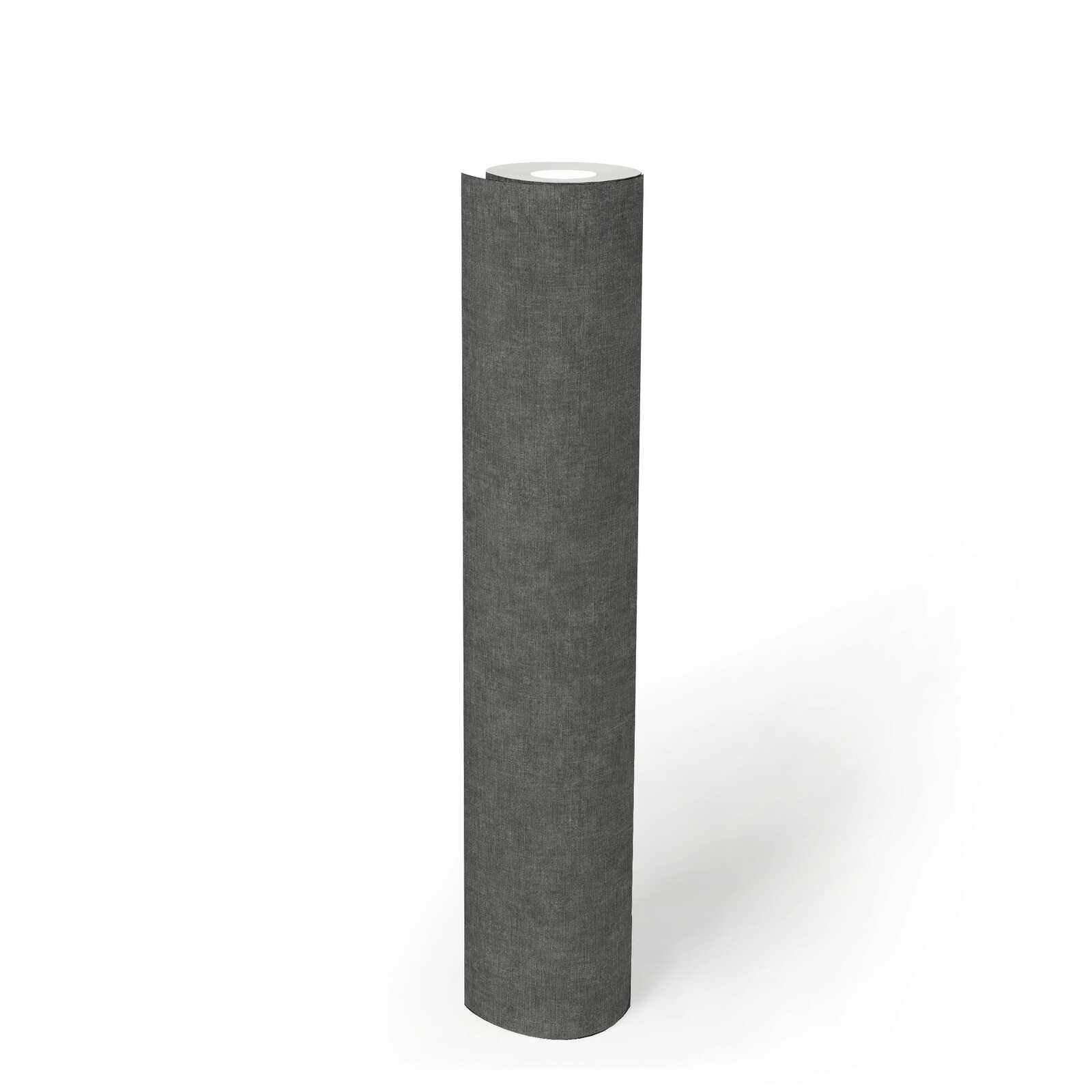             Effen vliesbehang in gipslook - zwart, grijs
        