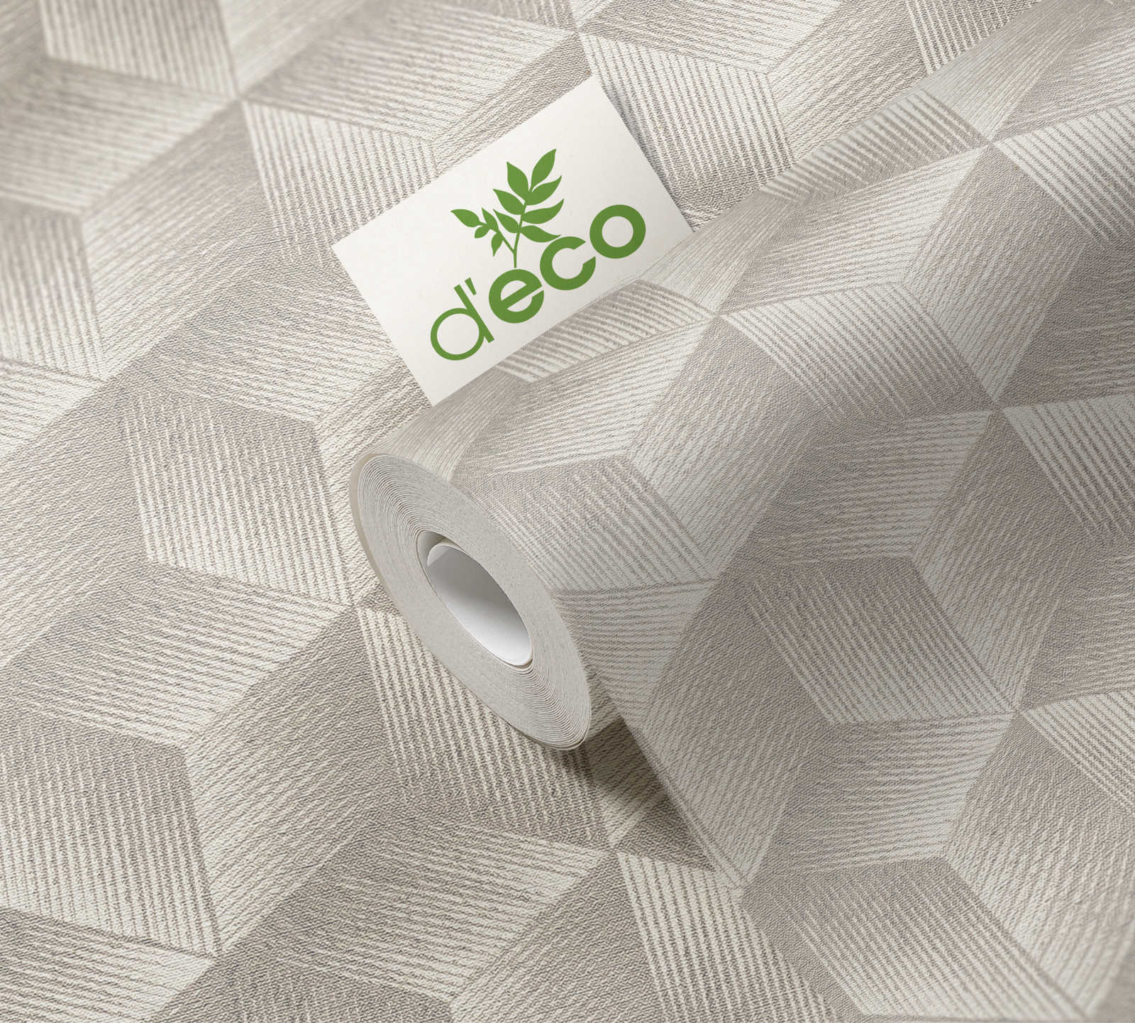             Carta da parati in tessuto non tessuto effetto 3D con motivo quadrato senza PVC - grigio, grigio, bianco
        
