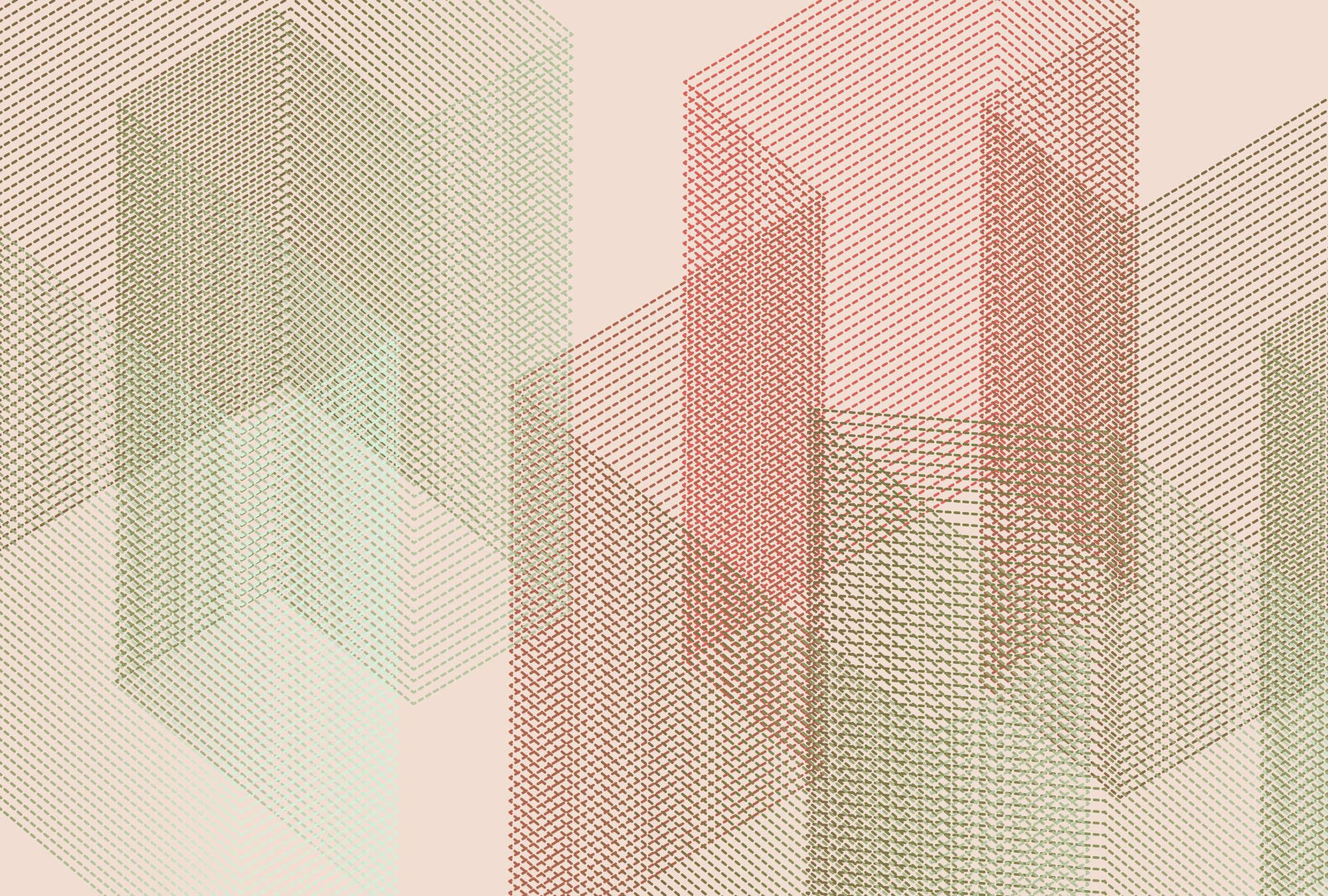             Digital behang »mesh 2« - Abstract 3D ontwerp - Rood, groen | Gladde, licht parelmoerachtige vliesstof
        