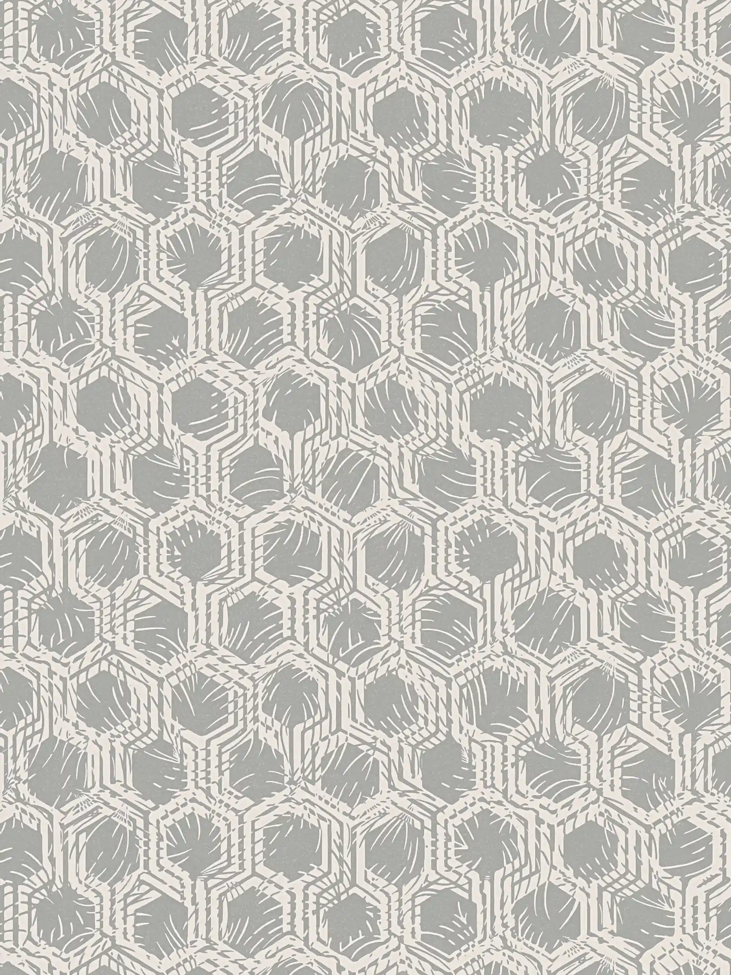 Geometric pattern wallpaper with metallic colours - beige, metallic
