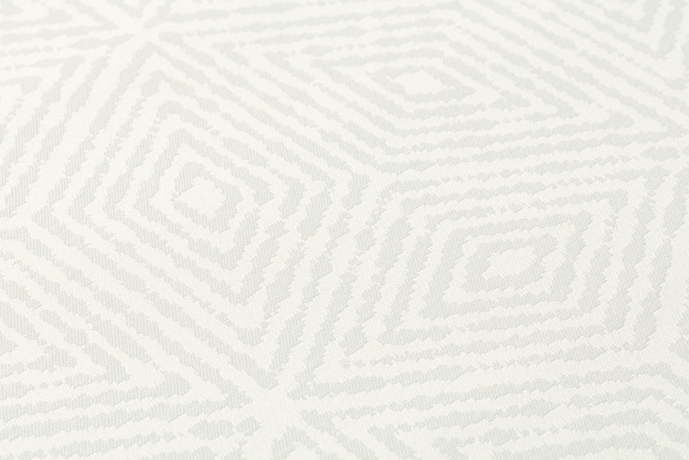             Carta da parati con struttura a rombi 3D - grigio, bianco
        