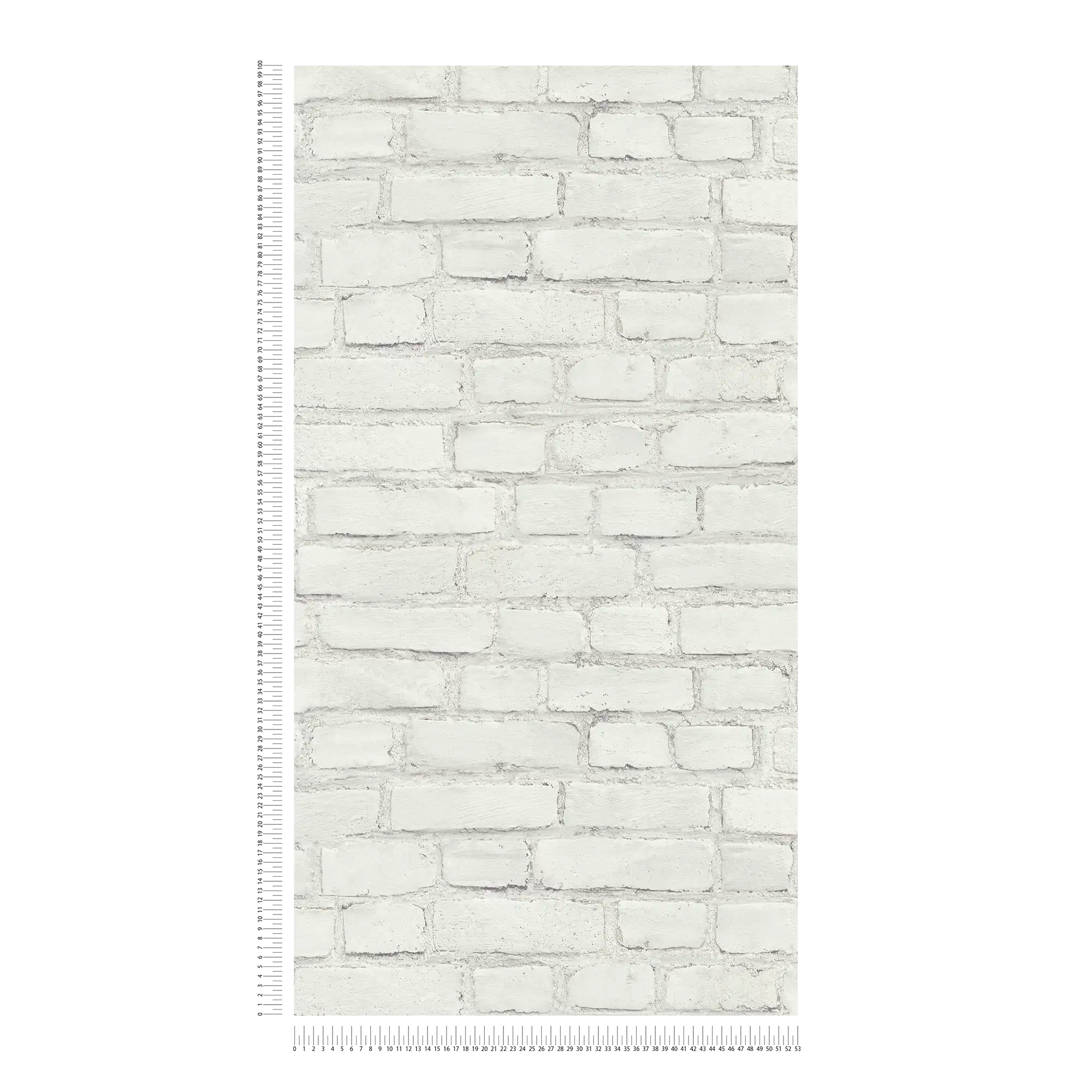             Carta da parati con ottica murale, parete di mattoni dipinti - bianco, grigio
        