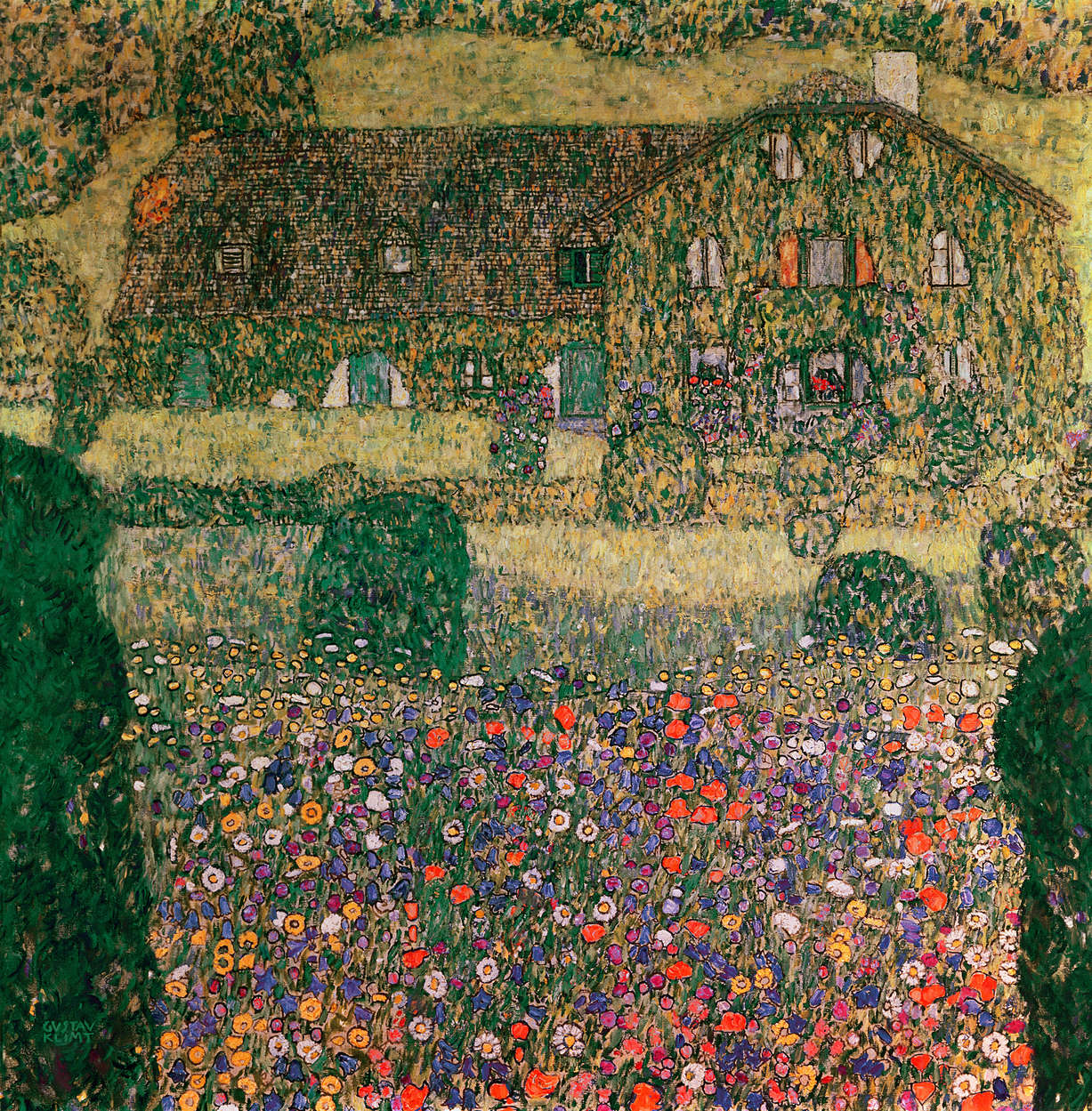             Landhuis aan het Attermeer" muurschildering van Gustav Klimt
        
