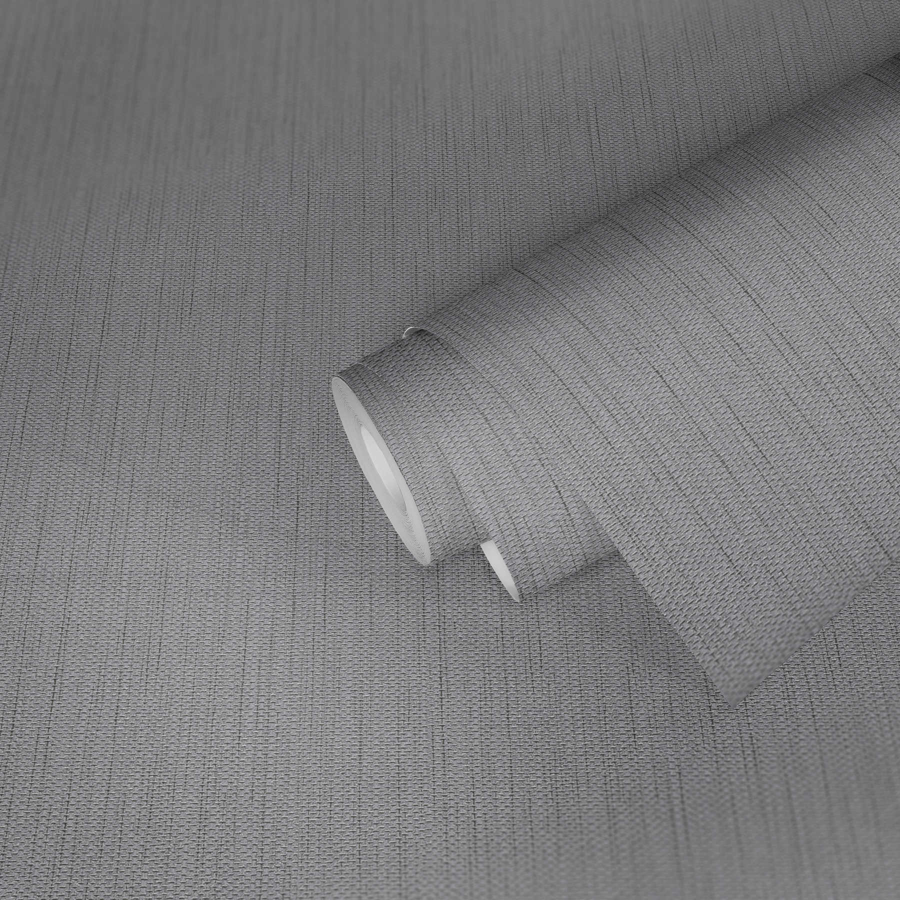             Papel pintado no tejido de aspecto textil con estructura de lino - gris
        