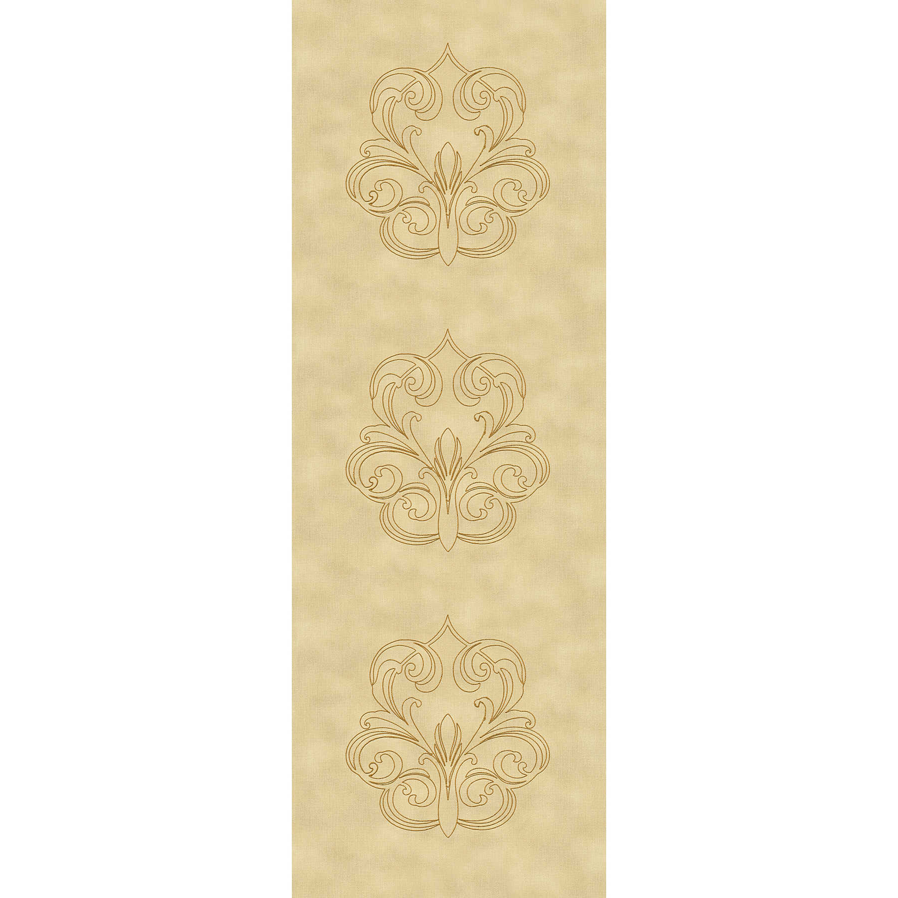         Premium wall panel with ornaments on textile structure - yellow, gold
    