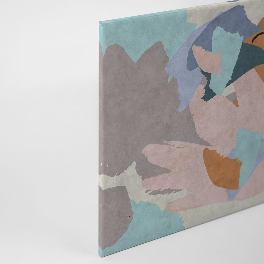             Bloemrijkcollage 2 - modern canvas schilderij abstracte kunst in vloeipapier structuur - 0,90 m x 0,60 m
        