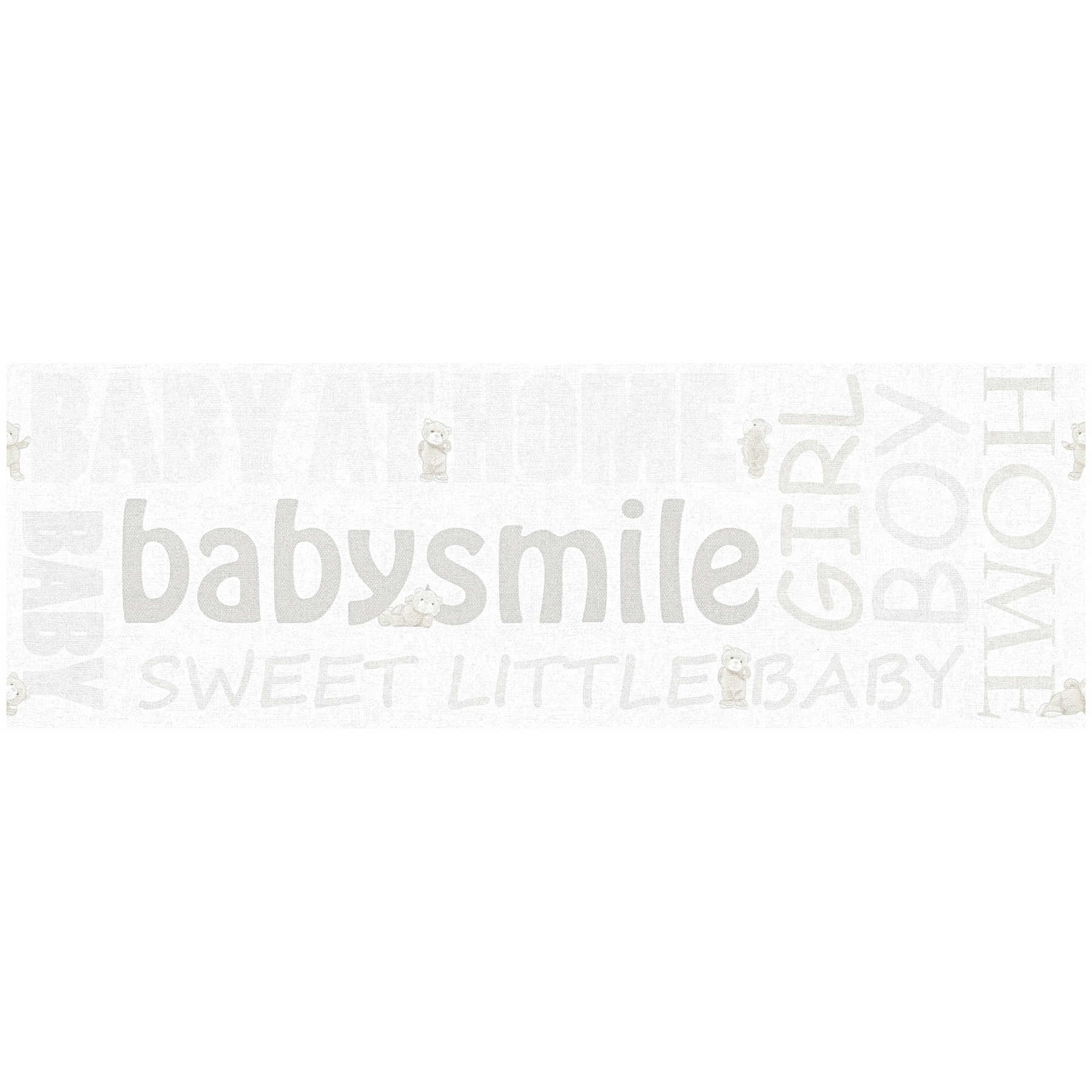 Nursery border Baby Smile with metallic effect - White

