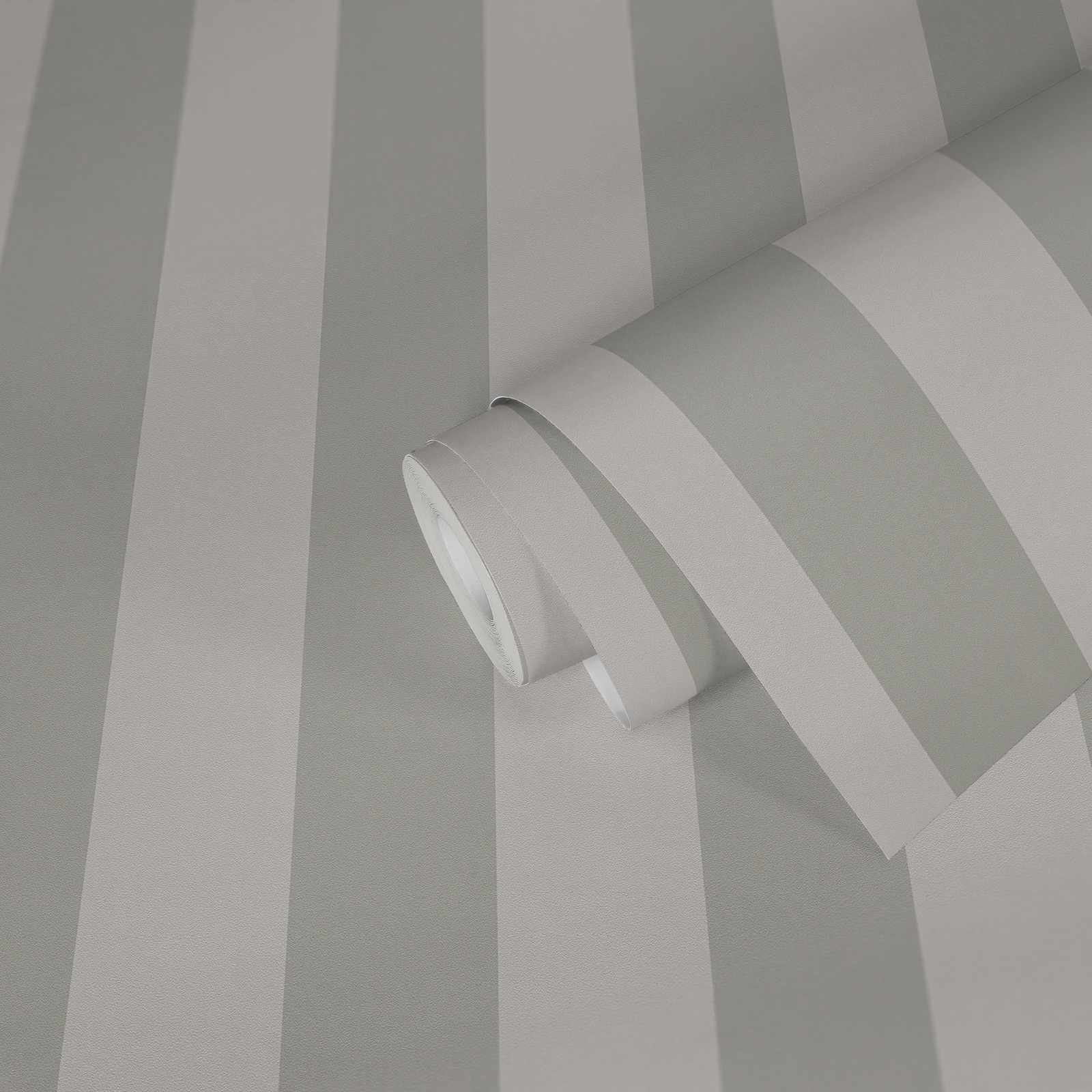             Non-woven wallpaper with block stripes and light structure - grey
        
