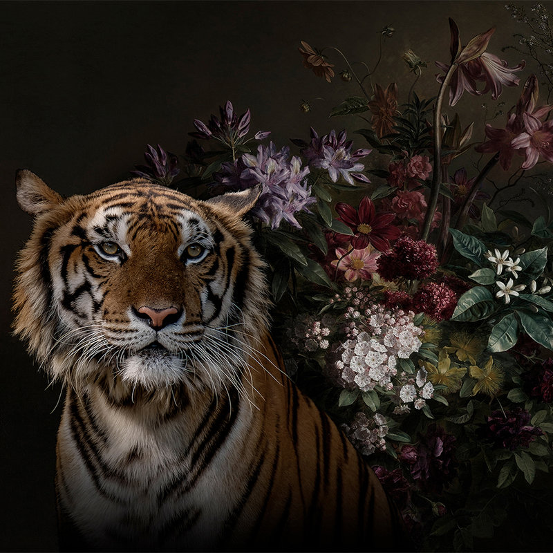         Photo wallpaper Tiger Portrait with flowers - Walls by Patel
    