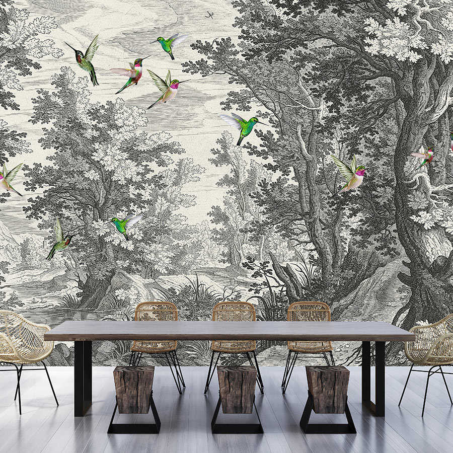         Fancy Forest 1 - landscape photo wallpaper art print with birds
    