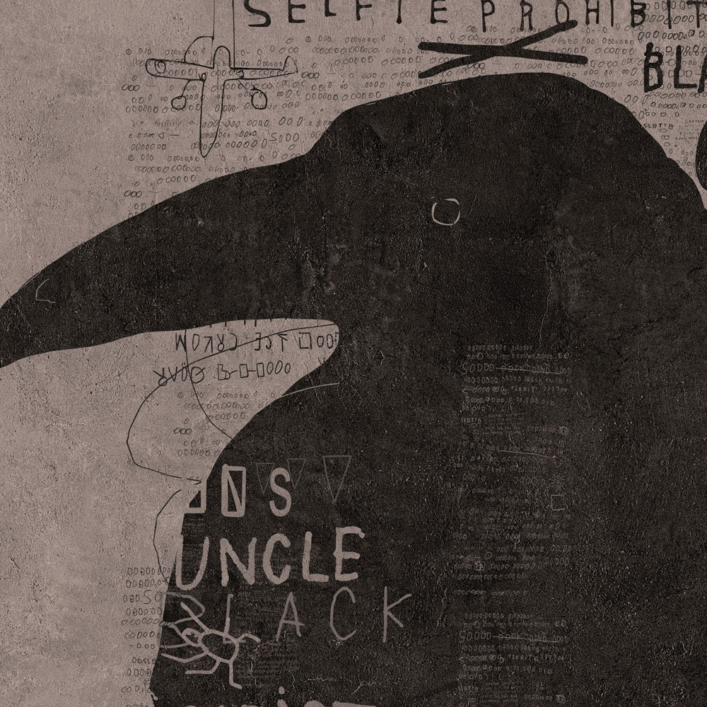             Streets of London 2 - Papier peint corbeau noir avec motif scribble
        