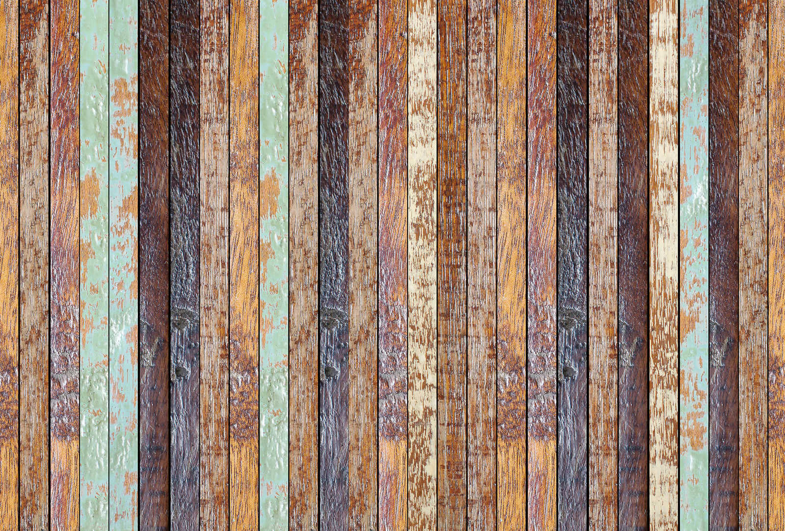         Photo wallpaper wood wall vintage look - blue, brown
    