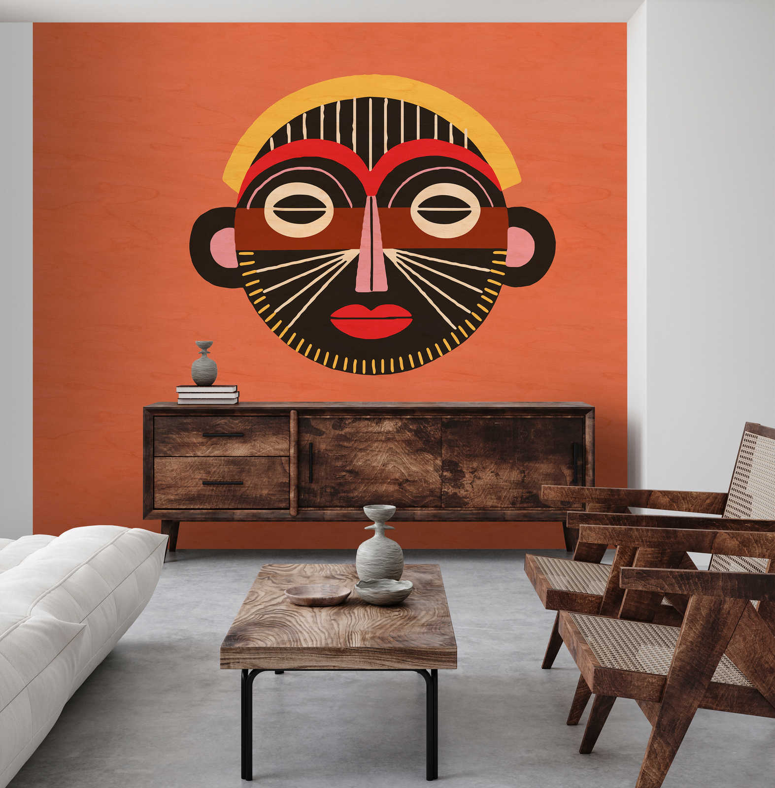             Overseas 2 - Papier peint ethnique Masque au design tribal
        