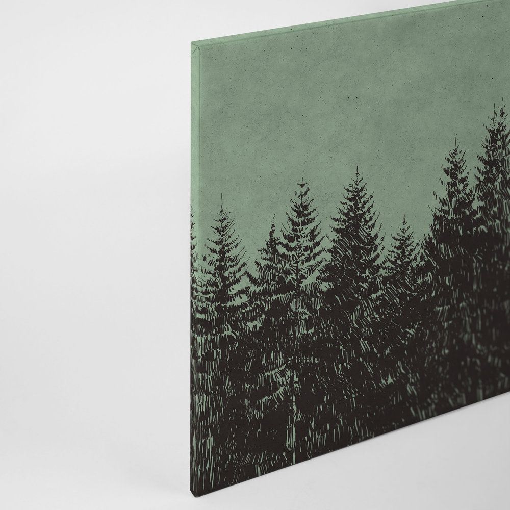             Forest Canvas Painting Drawing Style Fir Tops - 0.90 m x 0.60 m
        