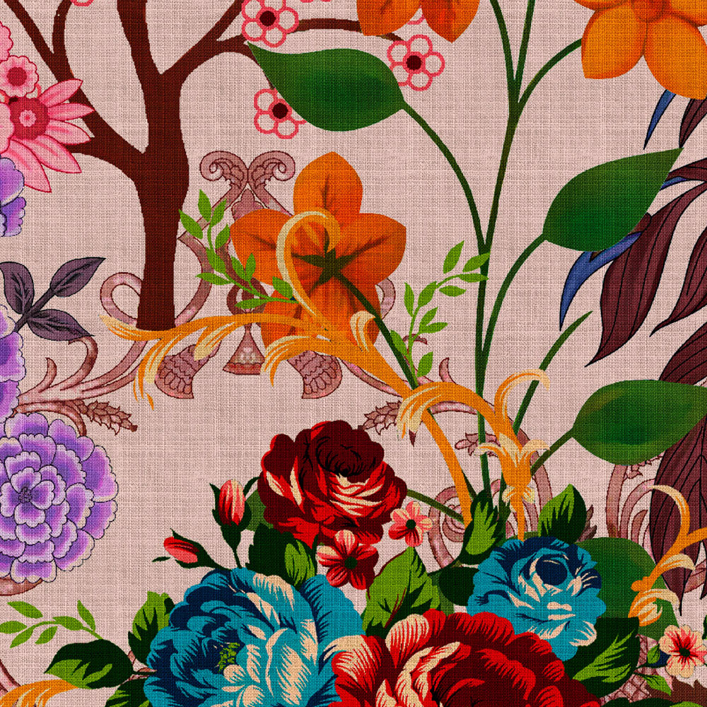             Oriental Garden 4 - flowers mural flowers & borders pattern
        