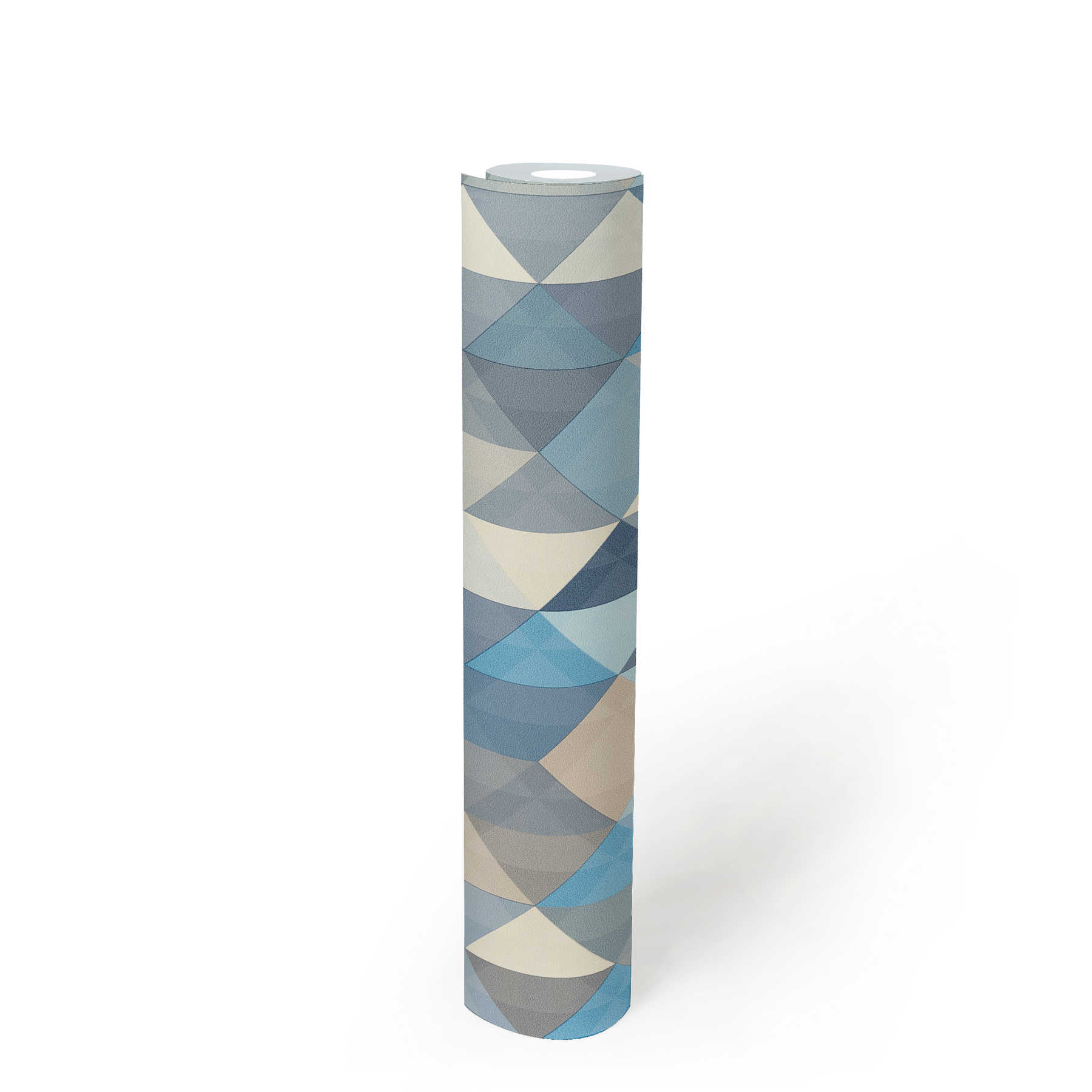             Papier peint Scandinavian Style à motifs géométriques - bleu, gris, beige
        