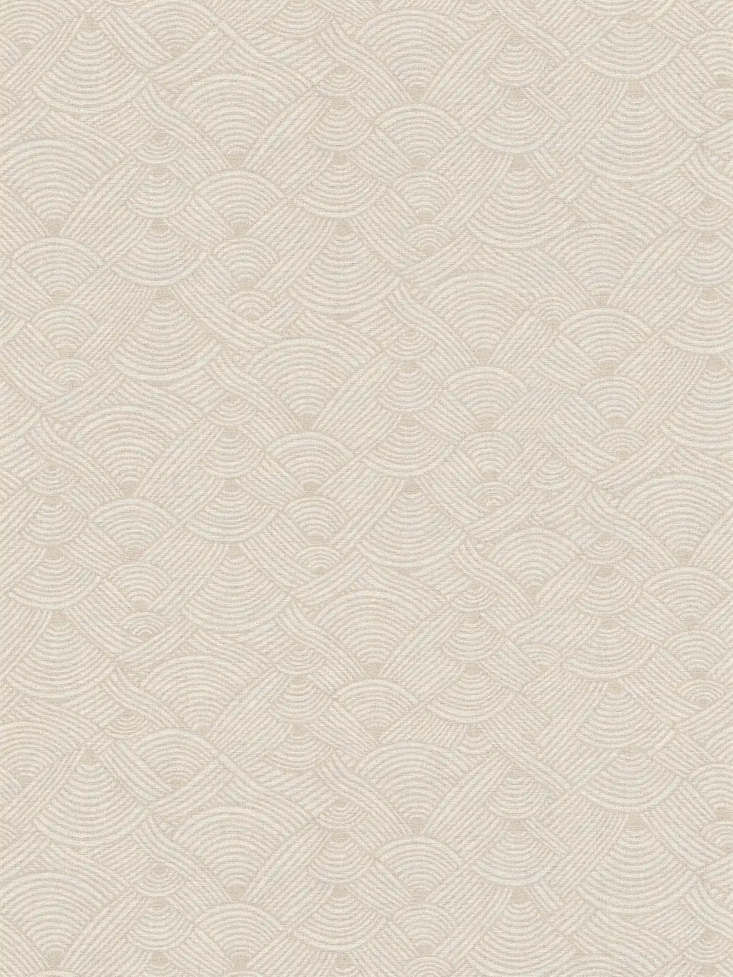 Papier peint beige crème Motif ondulé avec détails structurés de style ethnique
