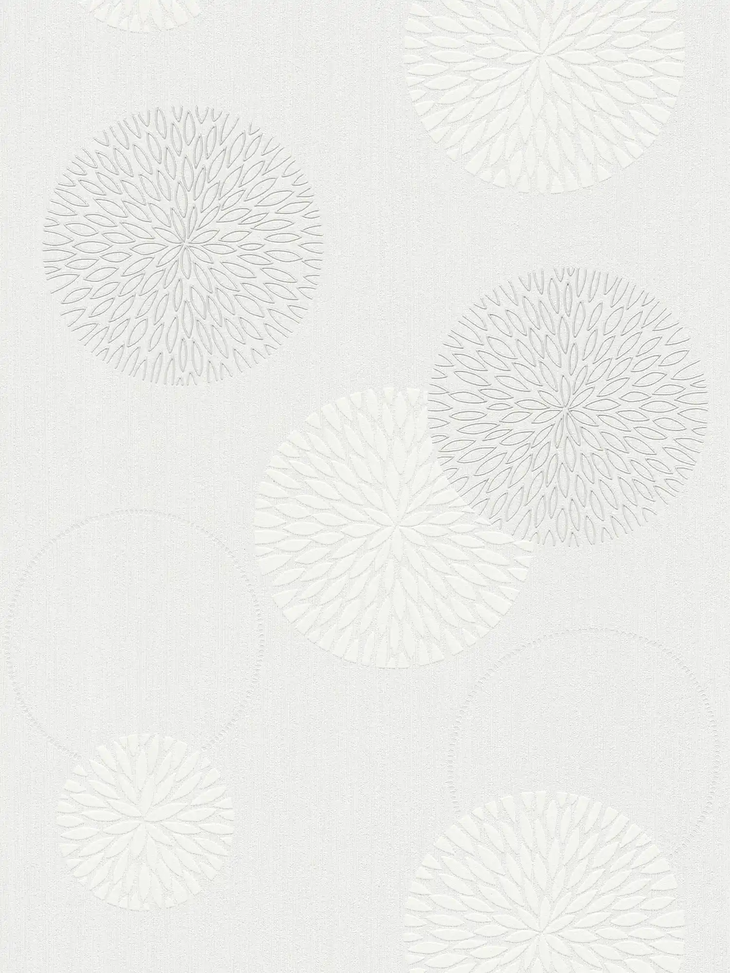 Papier peint intissé fleurs design abstrait - crème, blanc
