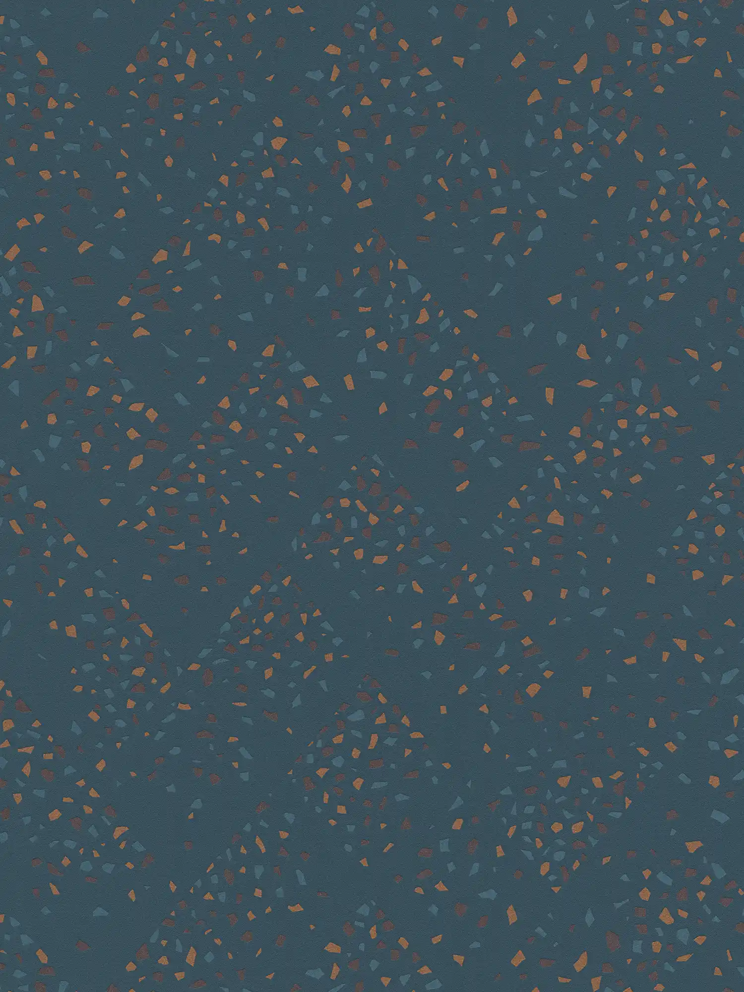 Non-woven wallpaper with terrazzo pattern - blue, green, brown
