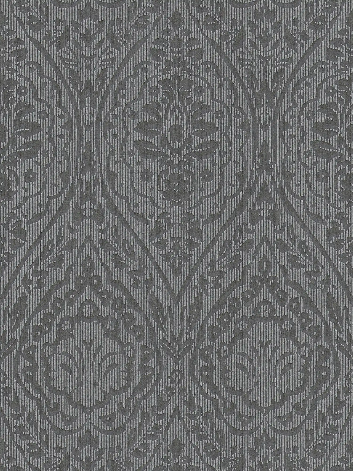 Non-woven wallpaper with ornamental pattern & structure design - brown, black
